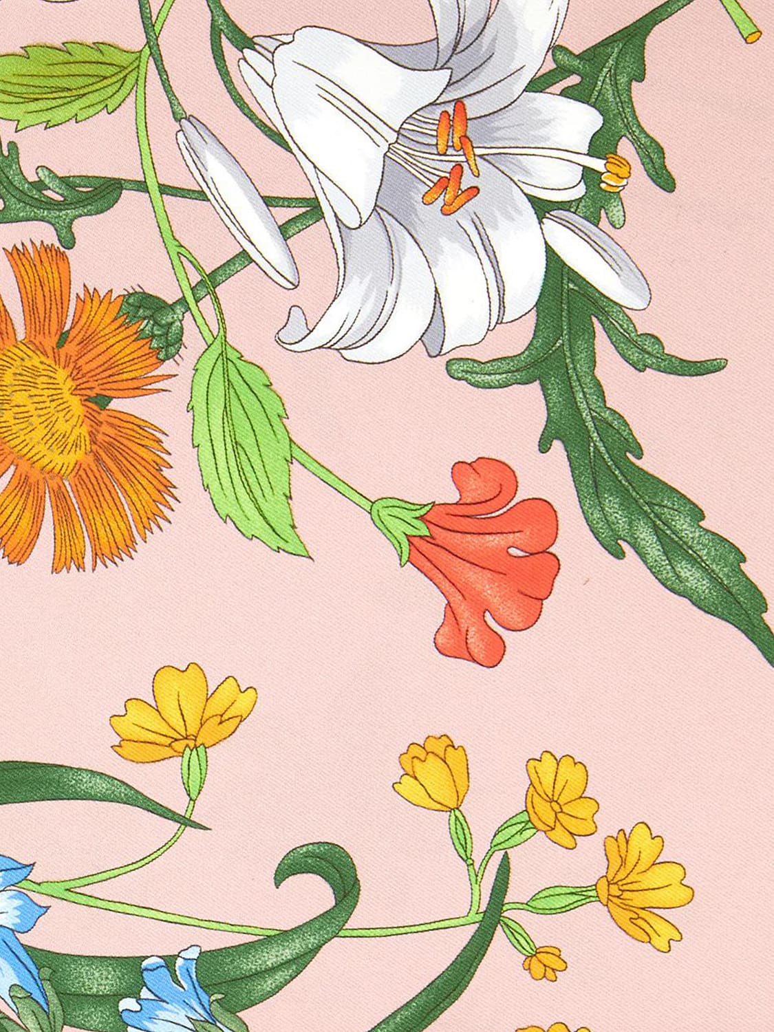 Gucci Women Gucci Square Scarf In Pure Silk With Floral Print And Contrast Logo GUCCI