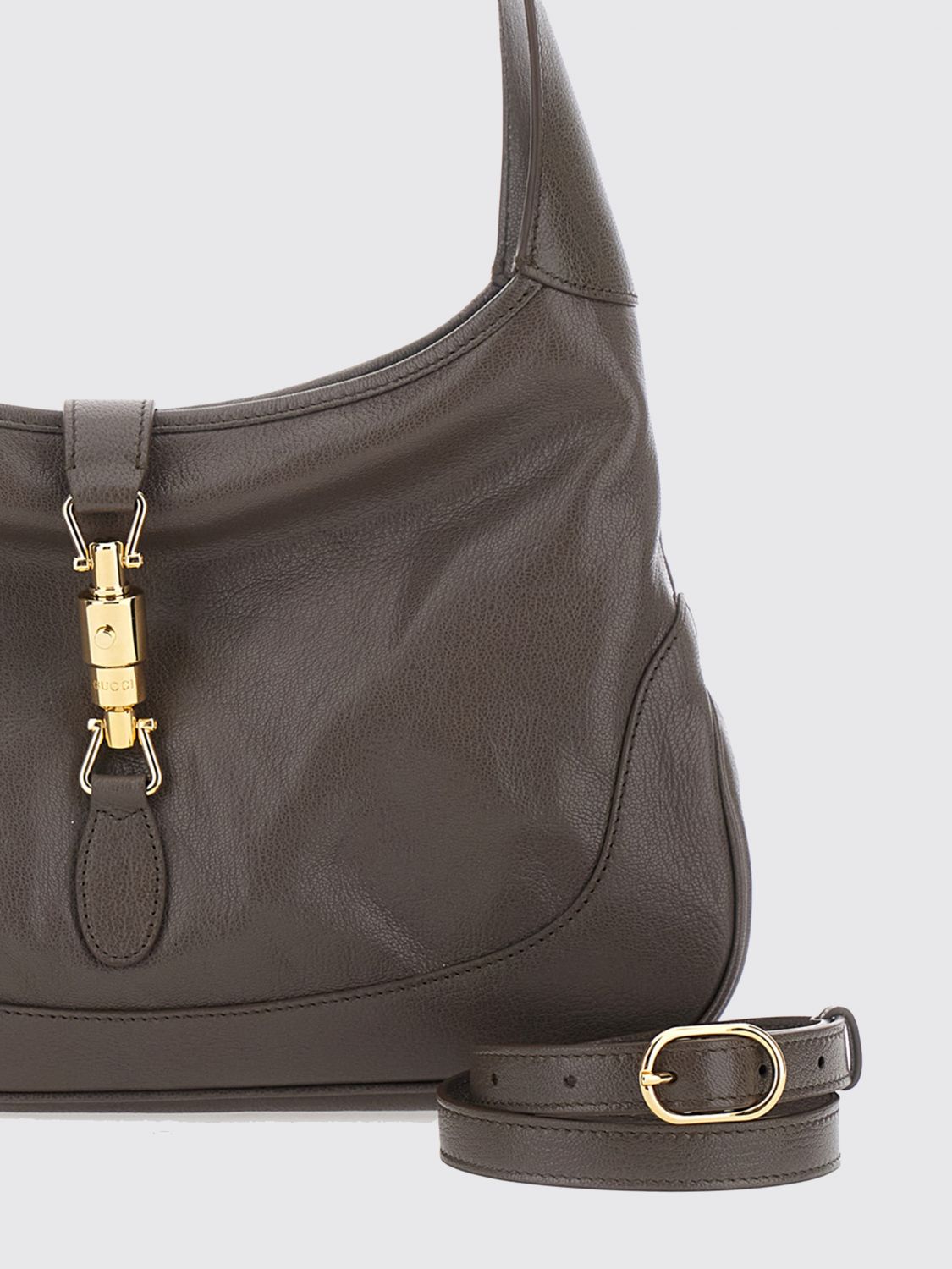 Gucci Women Jackie 1961 Medium Shoulder Bag Gucci In Black Grained Leather GUCCI