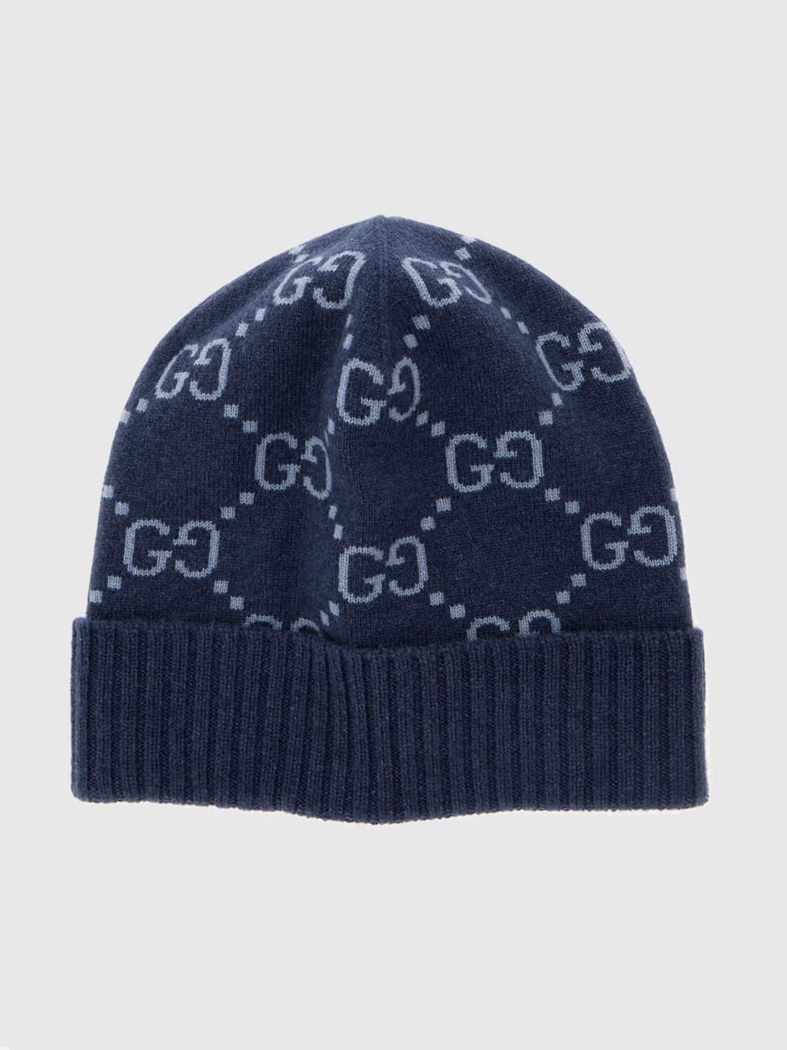 Gucci Men Gucci Jacquard Gg-Monogram Cashmere Beanie With Ribbed Trim GUCCI