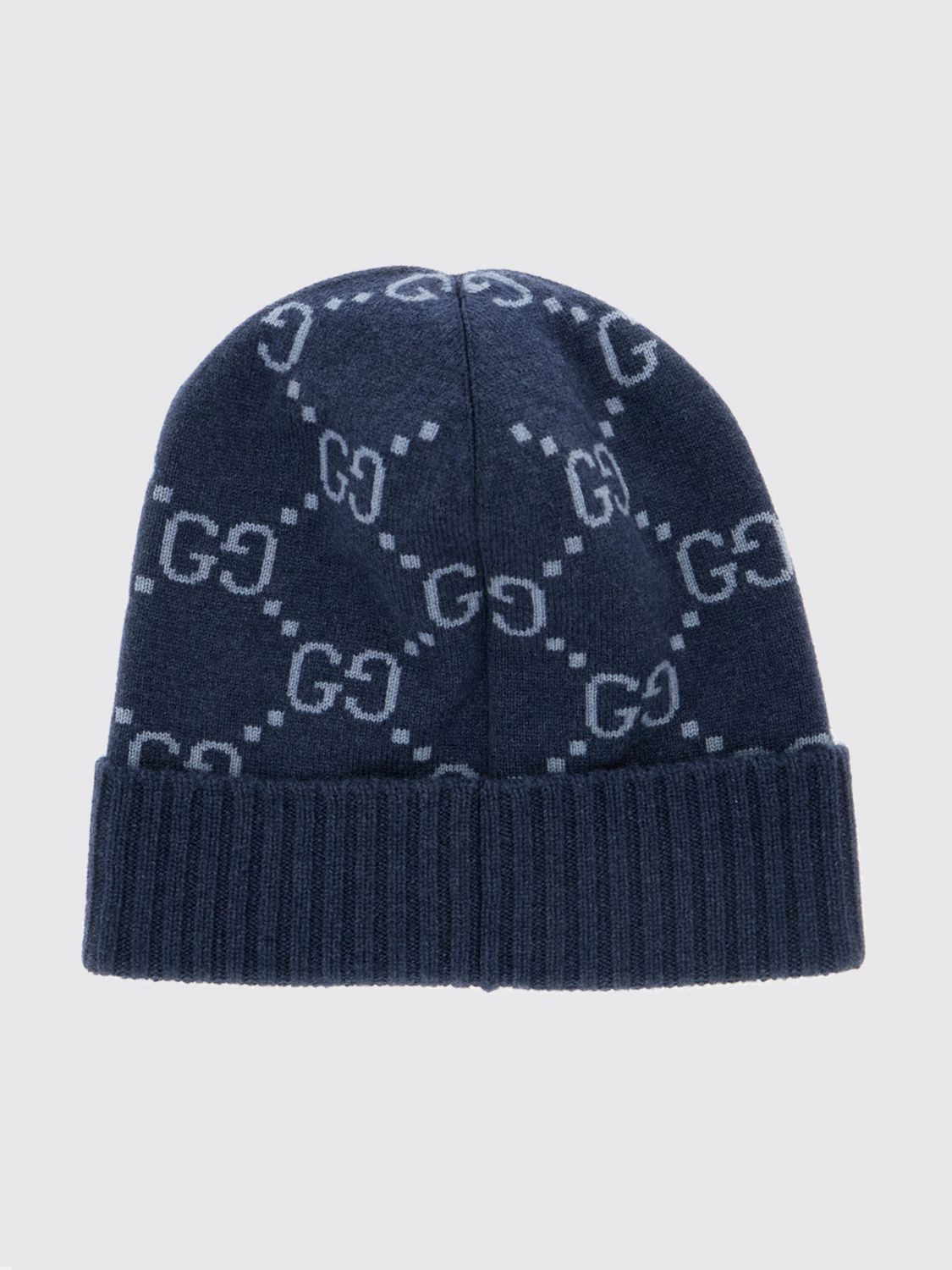 Gucci Men Gucci Jacquard Gg-Monogram Cashmere Beanie With Ribbed Trim GUCCI