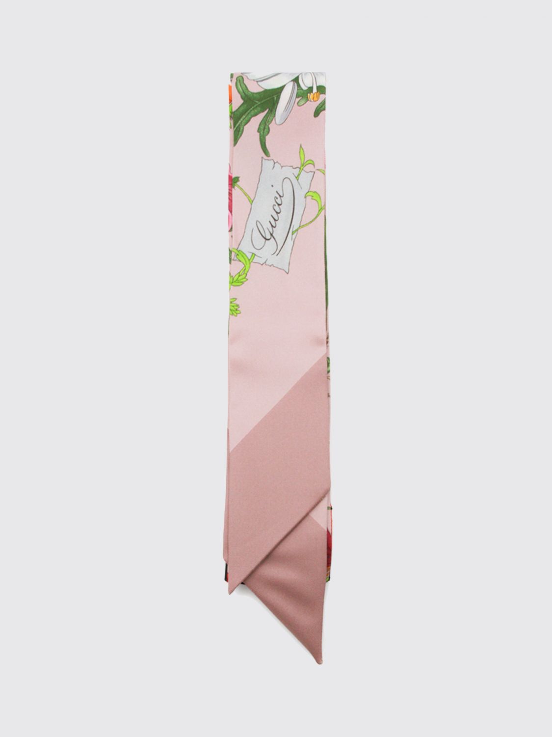 Gucci Women Floral Print Silk Bandeau Scarf Gucci With Logo GUCCI
