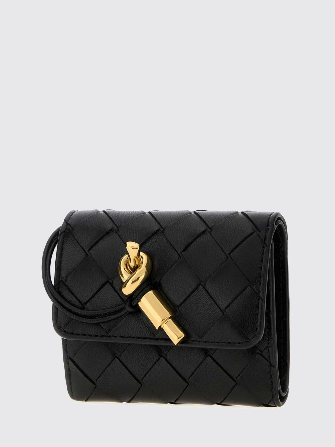 Bottega Veneta Women Bottega Veneta Andiamo Woven Lambskin Leather Tri-Fold Wallet BOTTEGA VENETA