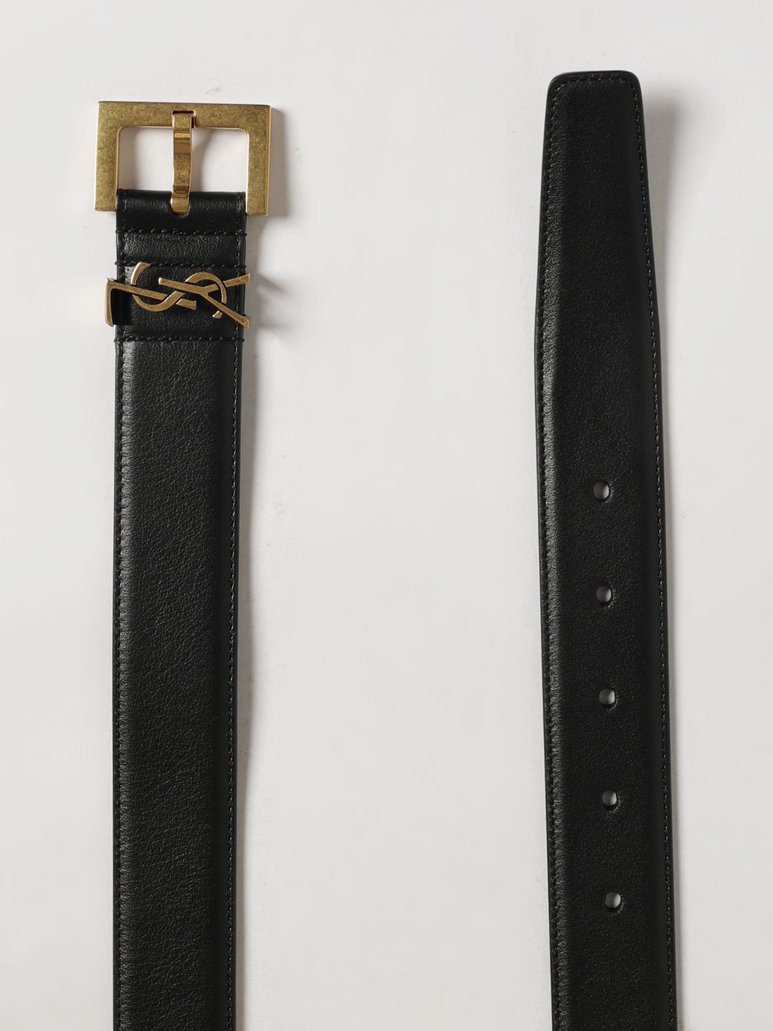 Saint Laurent Women Cassandre 3 Cm Calfskin Leather Belt Saint Laurent With Ysl Monogram SAINT LAURENT