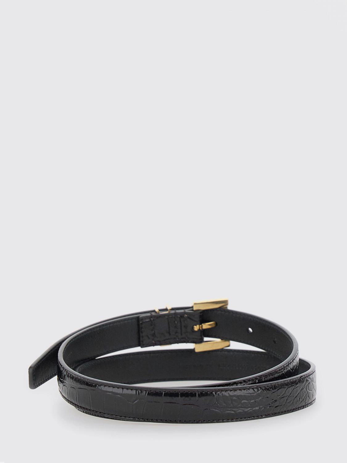 Saint Laurent Women Cassandre Croc-Effect Calfskin Leather Belt Saint Laurent With Ysl Monogram SAINT LAURENT