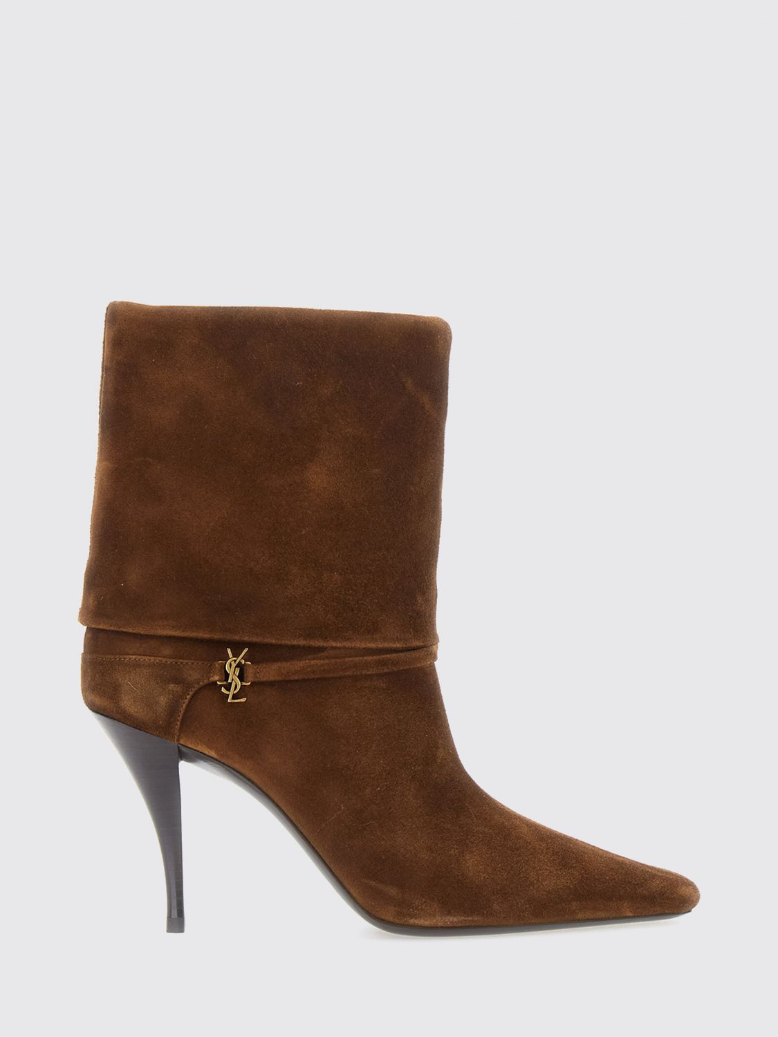 Saint Laurent Women Niki Saint Laurent Suede Ankle Boots With Stiletto Heel And Logo SAINT LAURENT