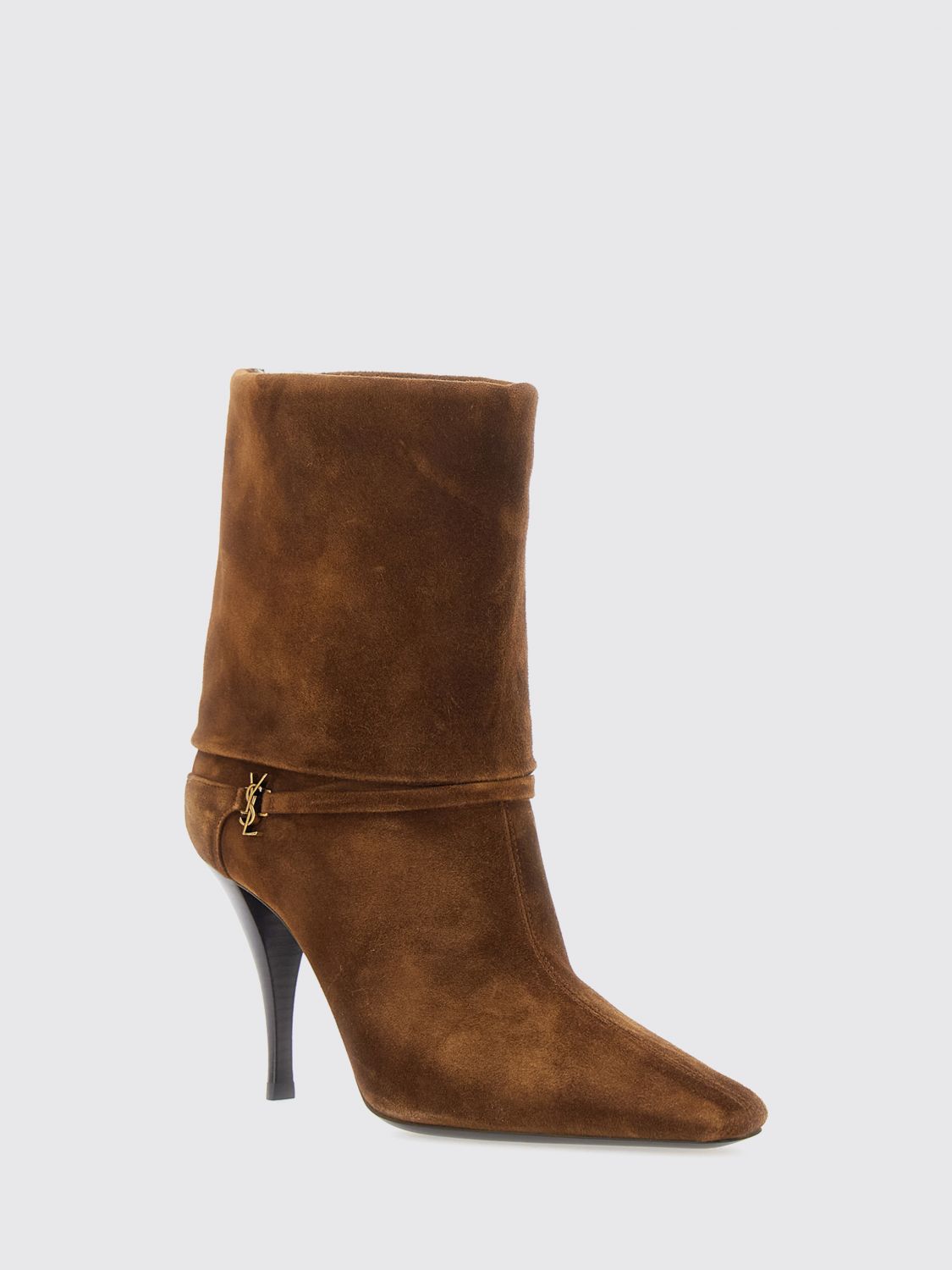 Saint Laurent Women Niki Saint Laurent Suede Ankle Boots With Stiletto Heel And Logo SAINT LAURENT