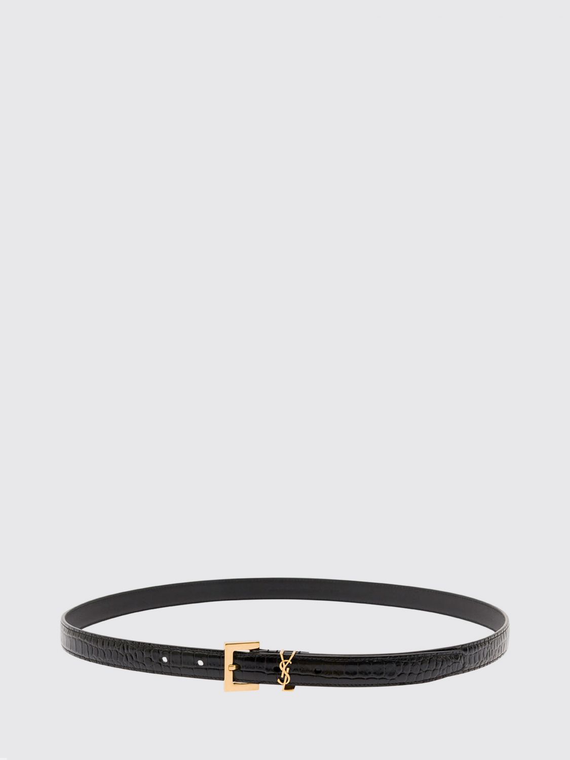 Saint Laurent Women Cassandre Croc-Effect Lambskin Belt Saint Laurent With Ysl Monogram SAINT LAURENT