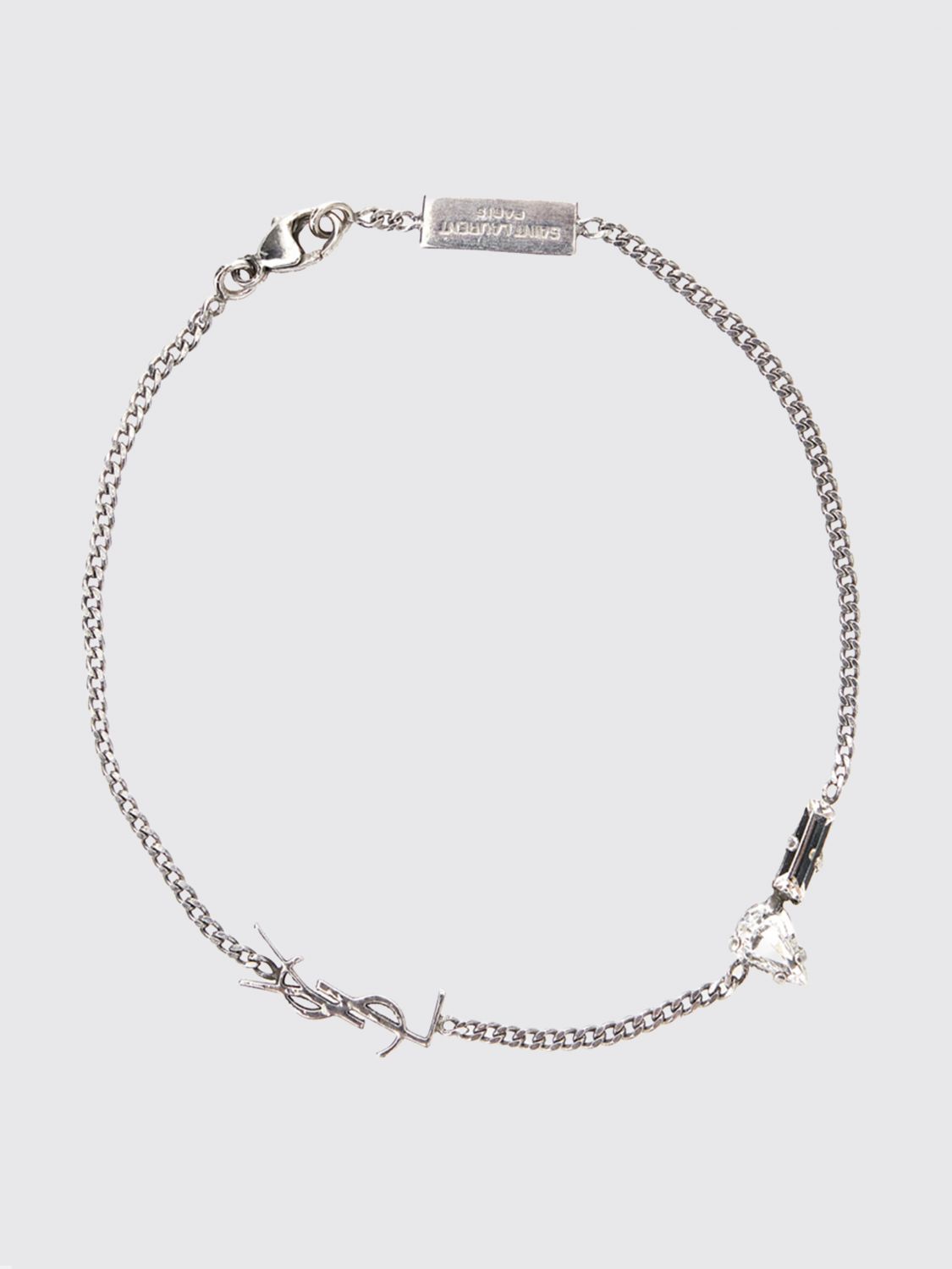 Saint Laurent Men Saint Laurent Ysl Monogram Rhinestone-Embellished Brass Bracelet SAINT LAURENT