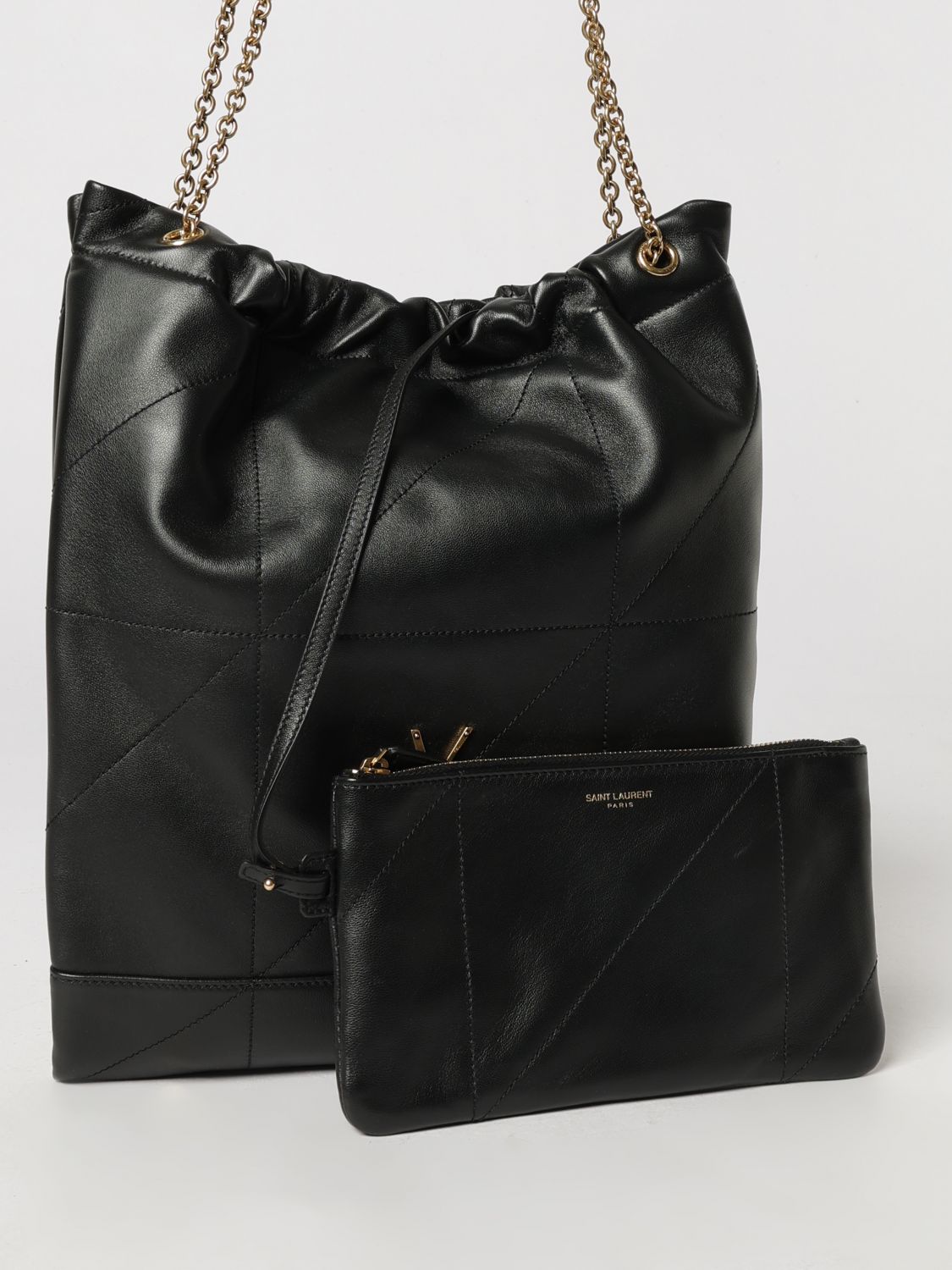 Saint Laurent Women Saint Laurent Jamie Small Leather Bucket Bag With Ysl Monogram SAINT LAURENT