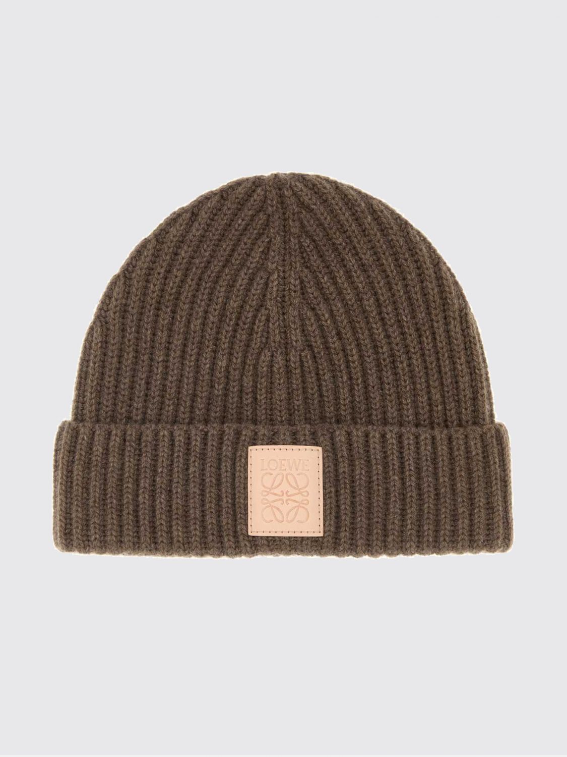 Loewe Women Loewe Ribbed Pure Cashmere Beanie With Cuff And Logo Patch LOEWE