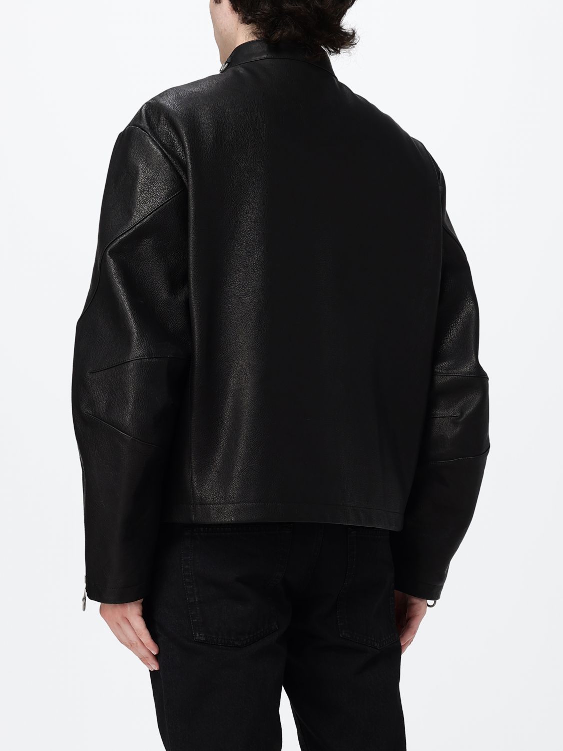 Gucci Men Gucci Two-Tone Leather Biker Jacket With Zipped Cuffs And Slit Pockets GUCCI