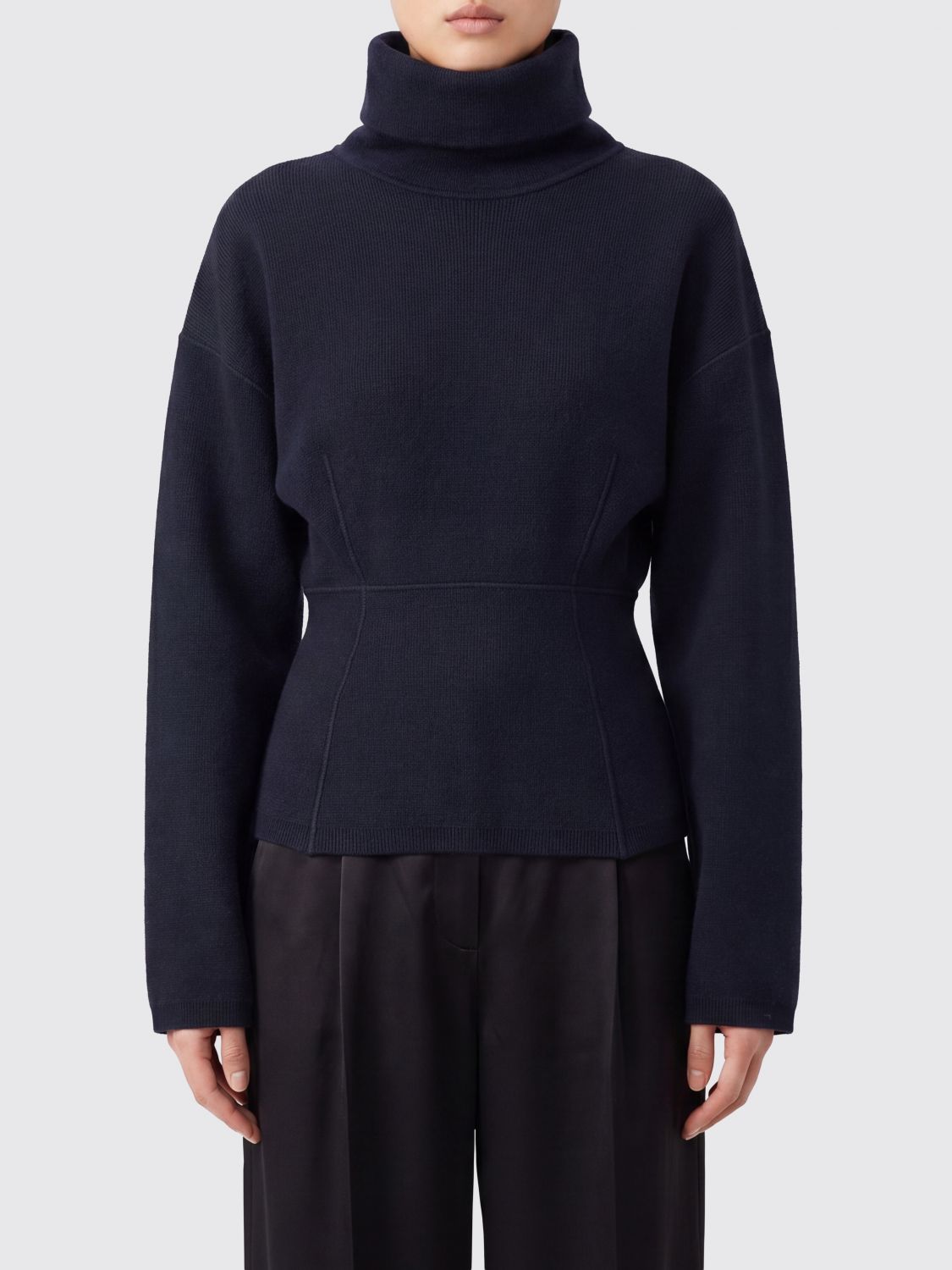 AlaiA Women Alaia Slim-Fit Turtleneck Jumper In Silk Blend With Dropped Shoulders ALAIA