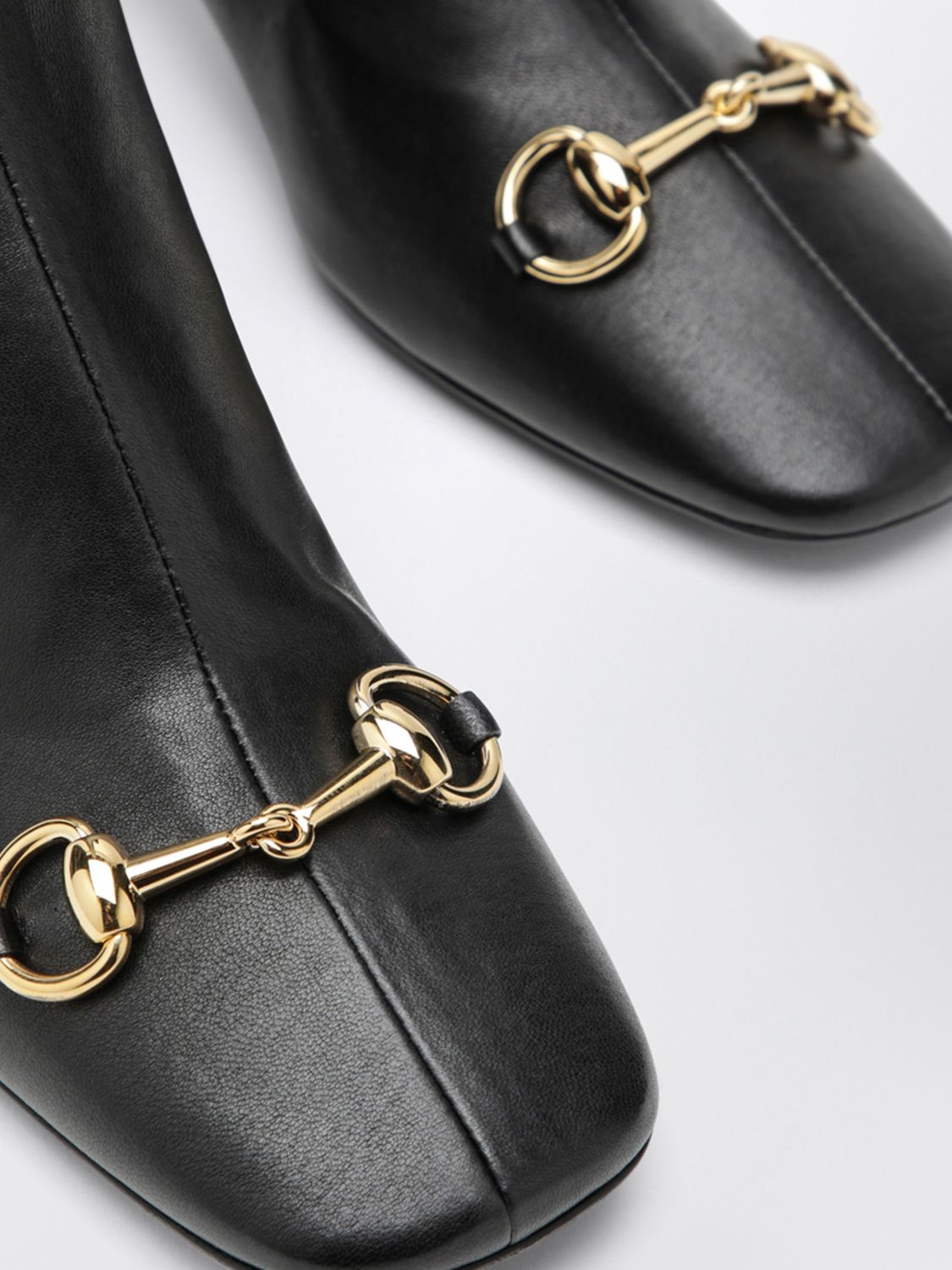 Gucci Women Gucci Signora Stretch Leather Ankle Boots With Horsebit And Block Heel GUCCI