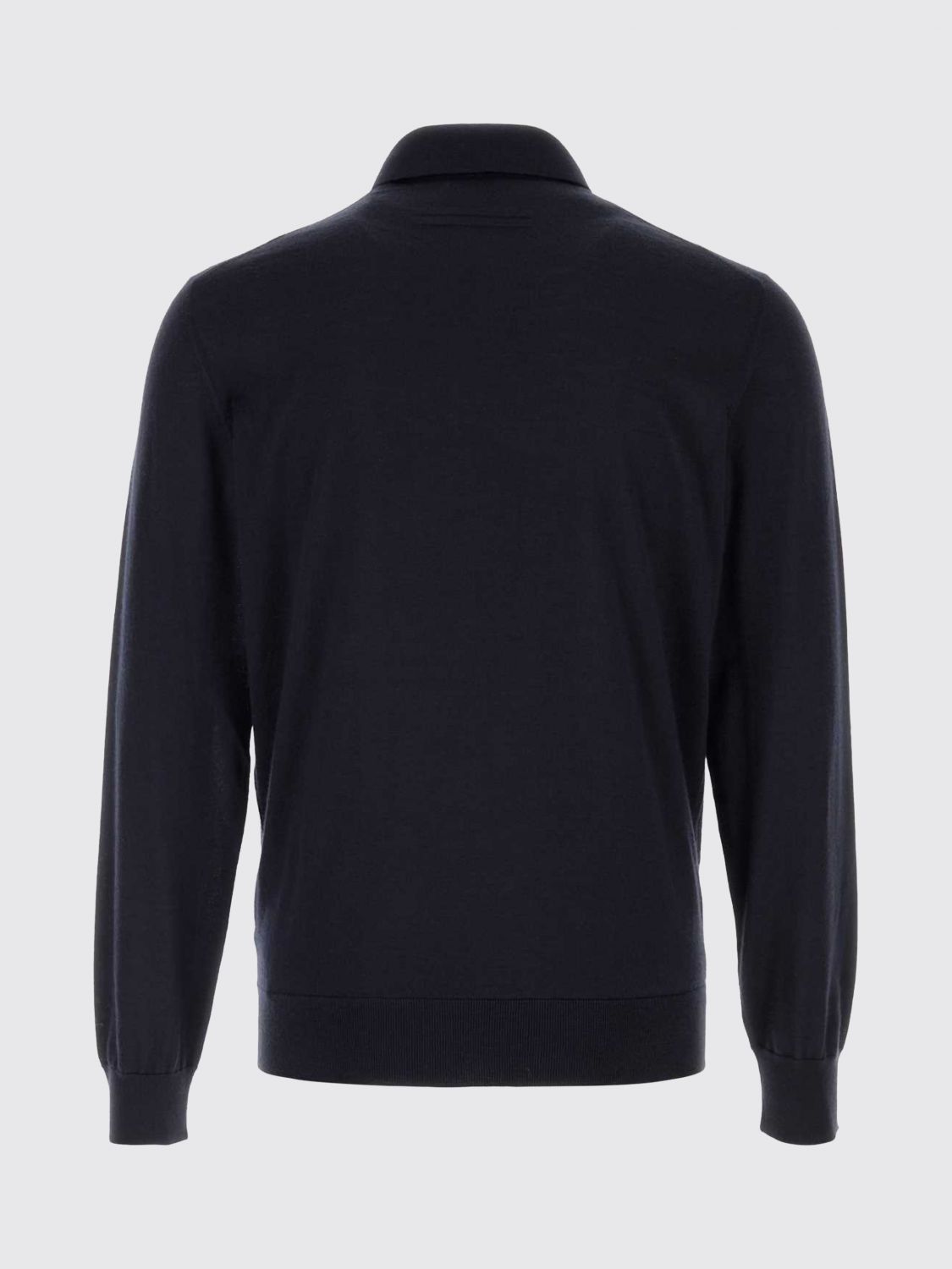 Zegna Men Zegna Cashmere And Silk Long-Sleeved Knit Polo ZEGNA
