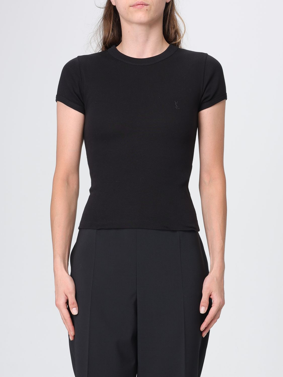 Saint Laurent Slim Fit Cotton T-Shirt With Ysl Monogram SAINT LAURENT