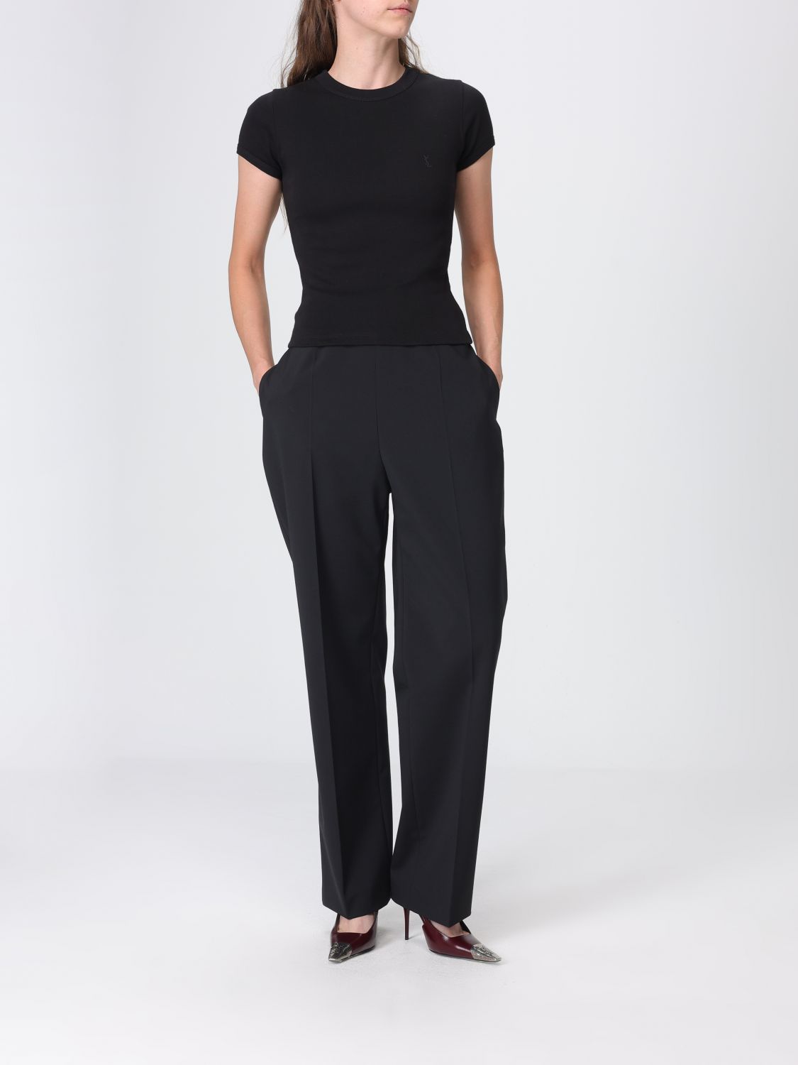 Saint Laurent Slim Fit Cotton T-Shirt With Ysl Monogram SAINT LAURENT