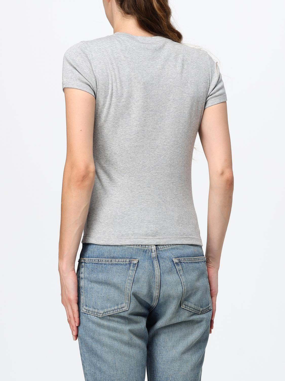 Saint Laurent Women Saint Laurent Slim Fit Cotton T-Shirt With Ysl Monogram SAINT LAURENT