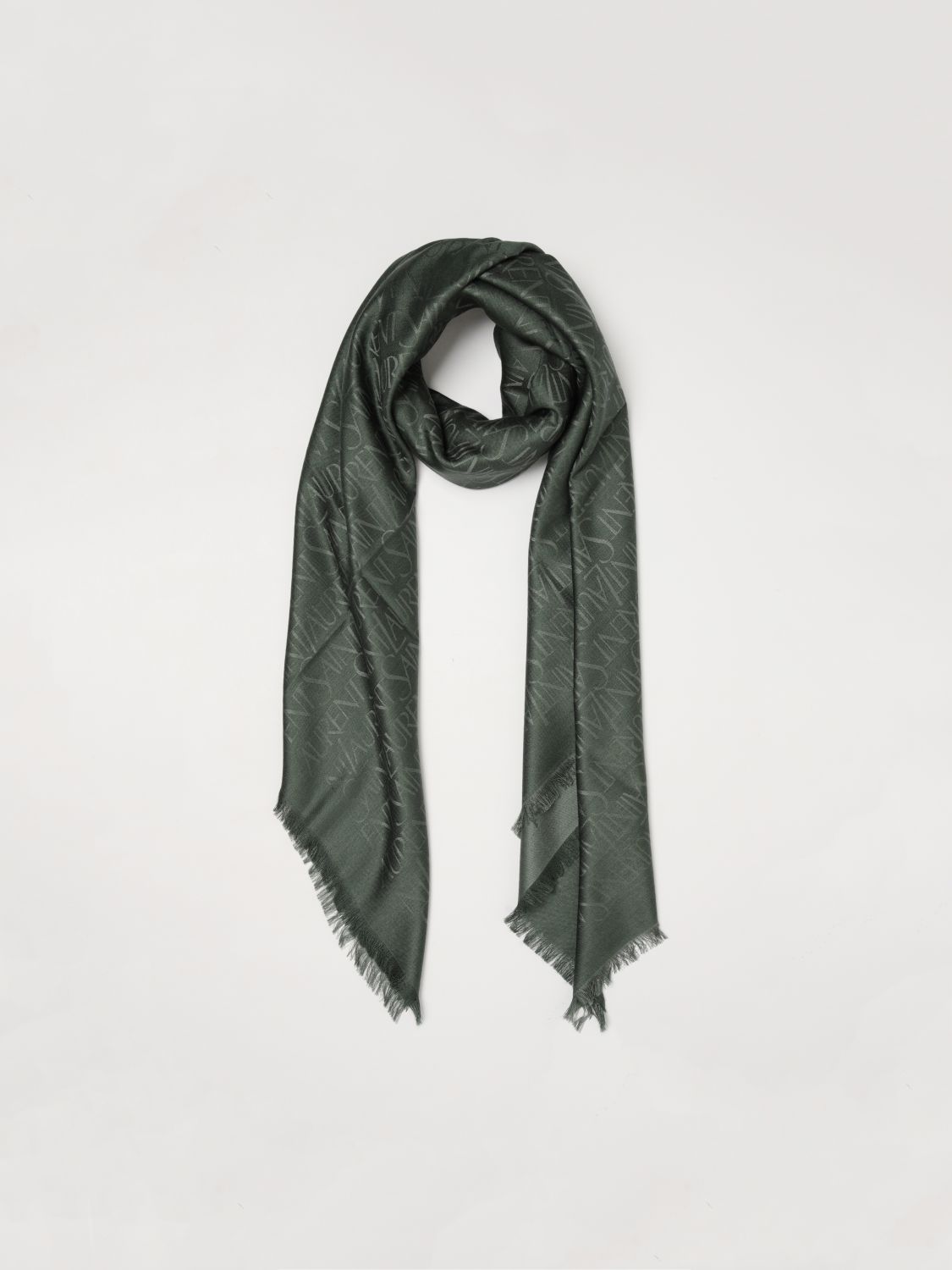 Saint Laurent Women Saint Laurent Square Wool And Silk Scarf With Jacquard Logo And Fringed Edges SAINT LAURENT
