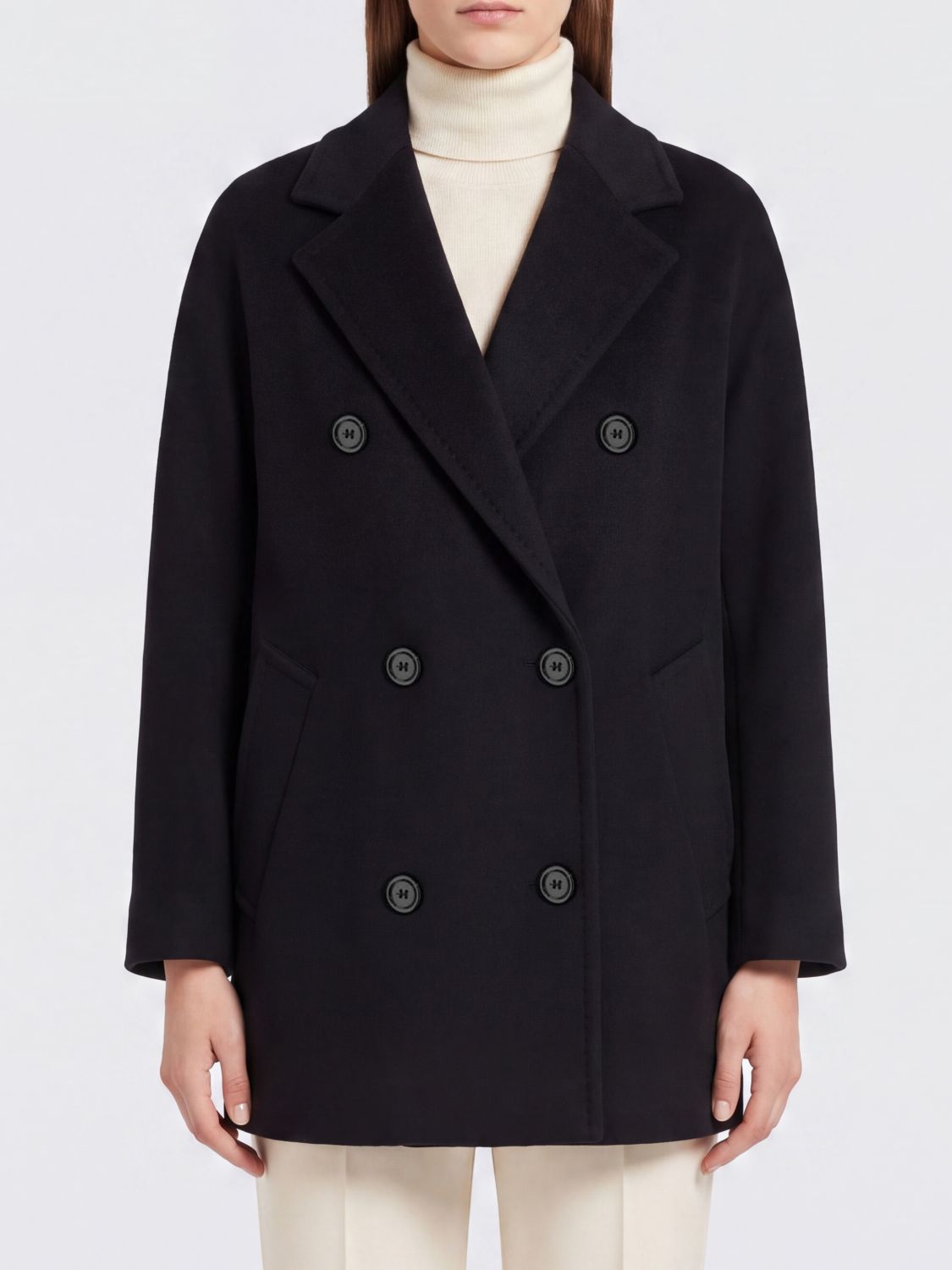 Max Mara Women Max Mara Double-Breasted Wool Caban Coat With Relaxed Fit And Lapel Collar MAX MARA