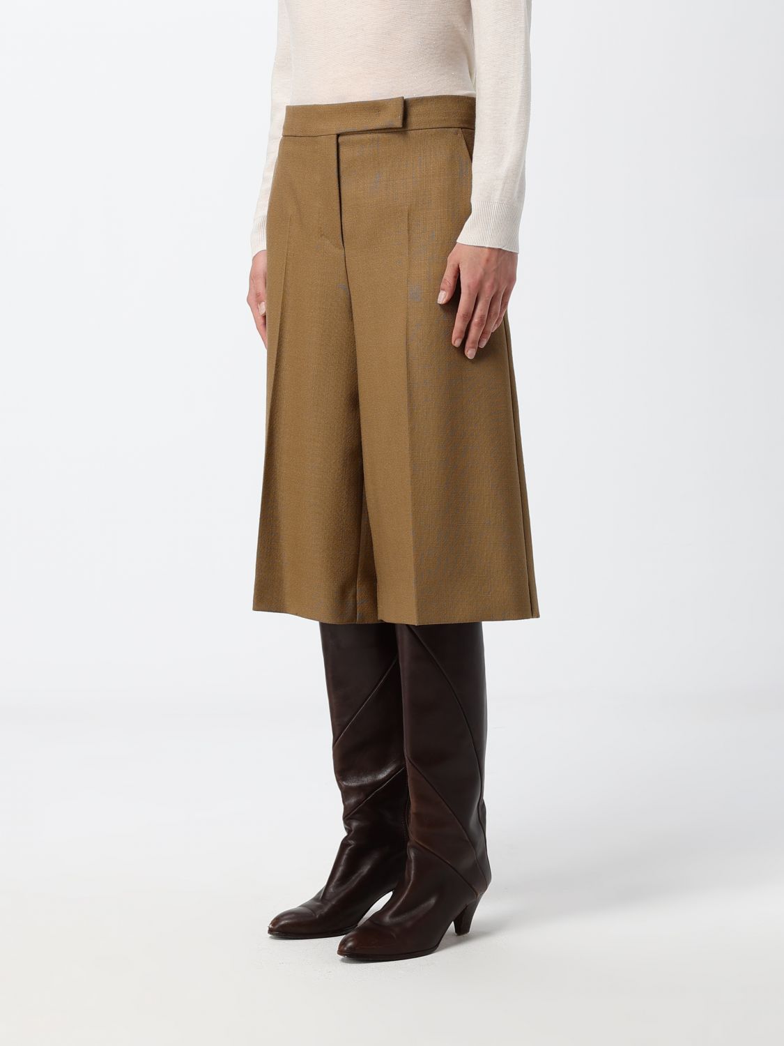 Max Mara Women Knee-Length High-Waisted Virgin Wool Shorts Max Mara With Sartorial Cut MAX MARA