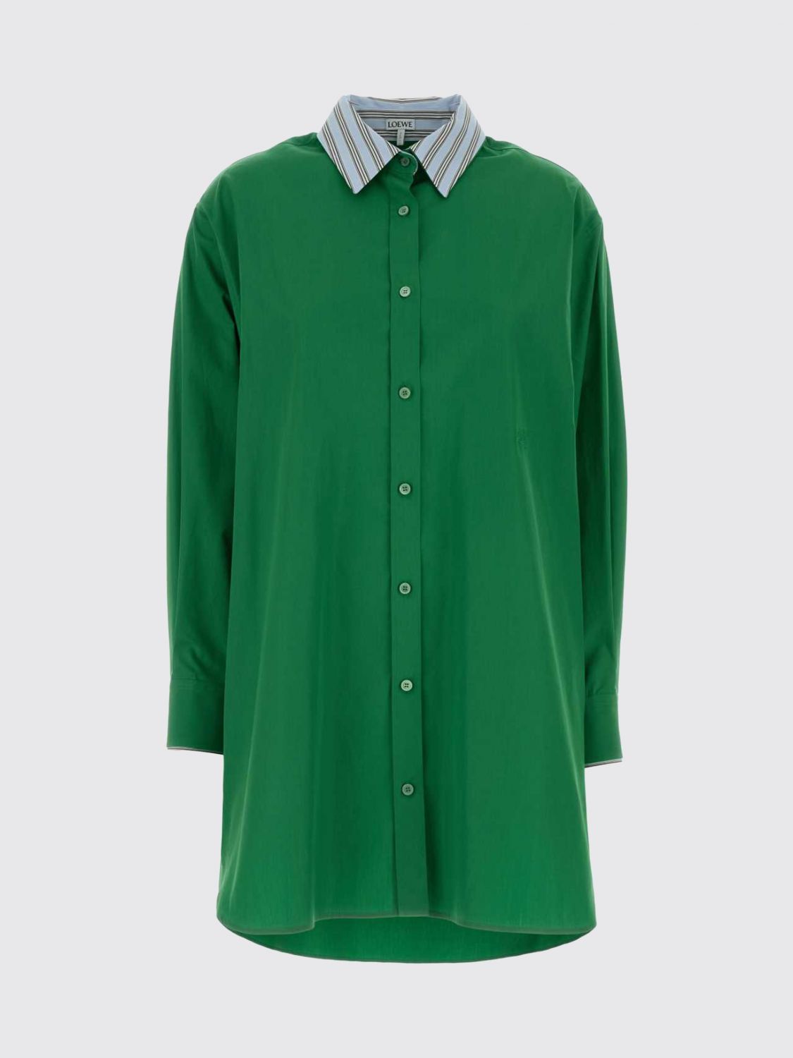 Loewe Women Loewe Long-Sleeve Cotton Mini Shirt Dress With Embroidered Logo LOEWE