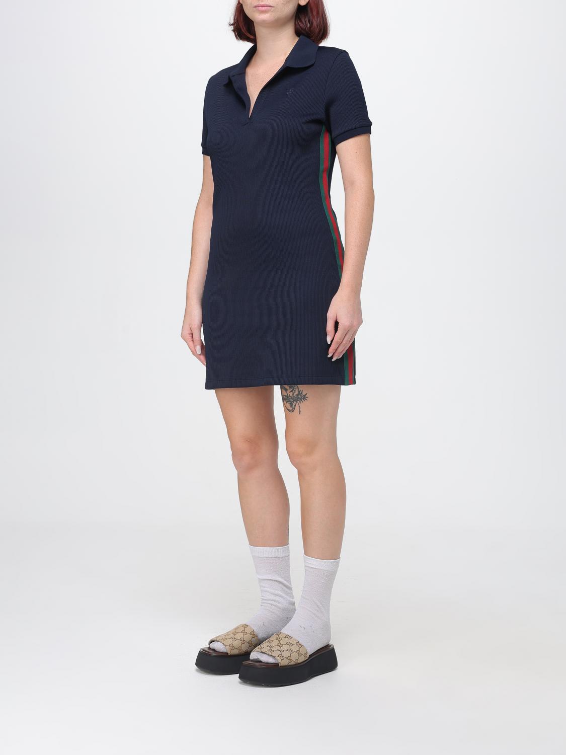 Gucci Women Gucci Web Detail Cotton Jersey Polo Mini Dress GUCCI
