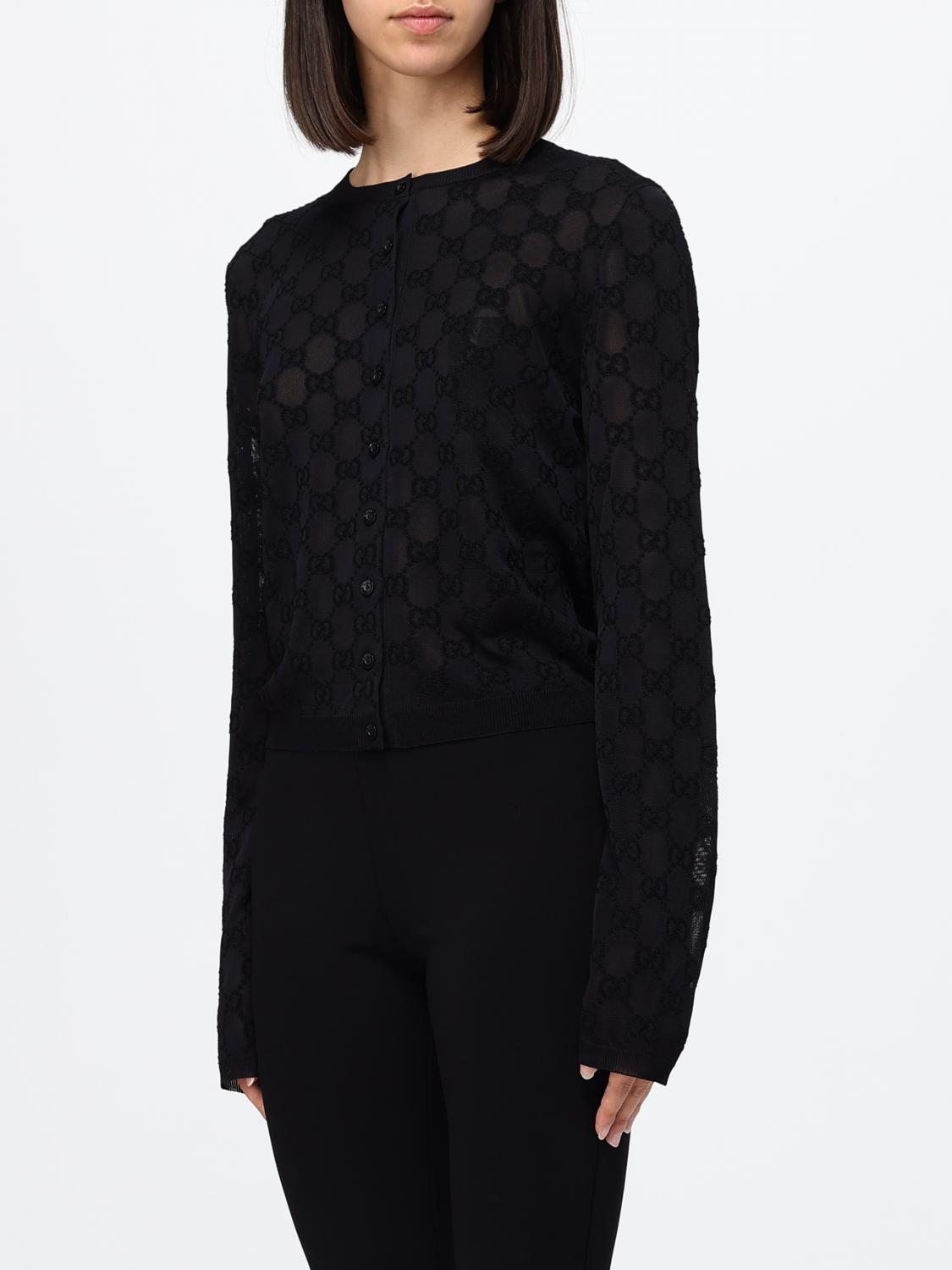 Gucci Women Gucci Slim Fit Criªpe Cardigan With Gg Monogram And Crew Neck GUCCI