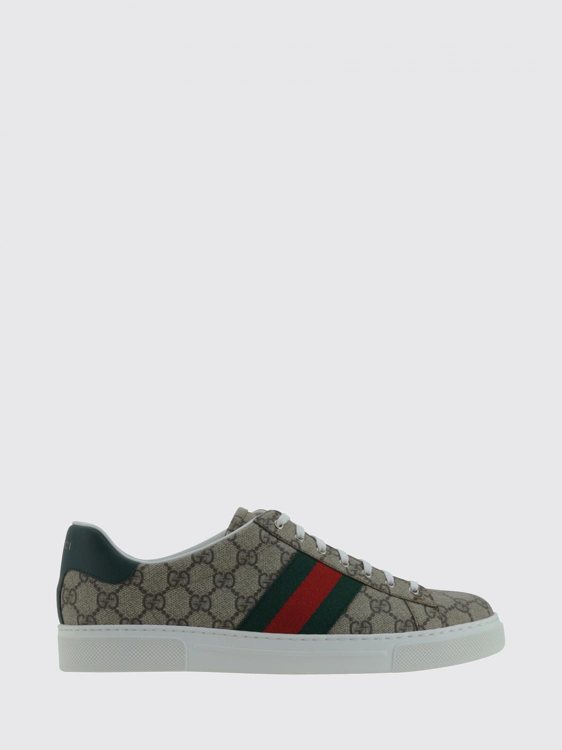 Gucci Men Gucci Ace Low-Top Sneakers In Gg Supreme Fabric With Monogram GUCCI