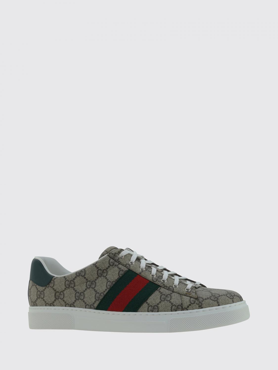 Gucci Men Gucci Ace Low-Top Sneakers In Gg Supreme Fabric With Monogram GUCCI
