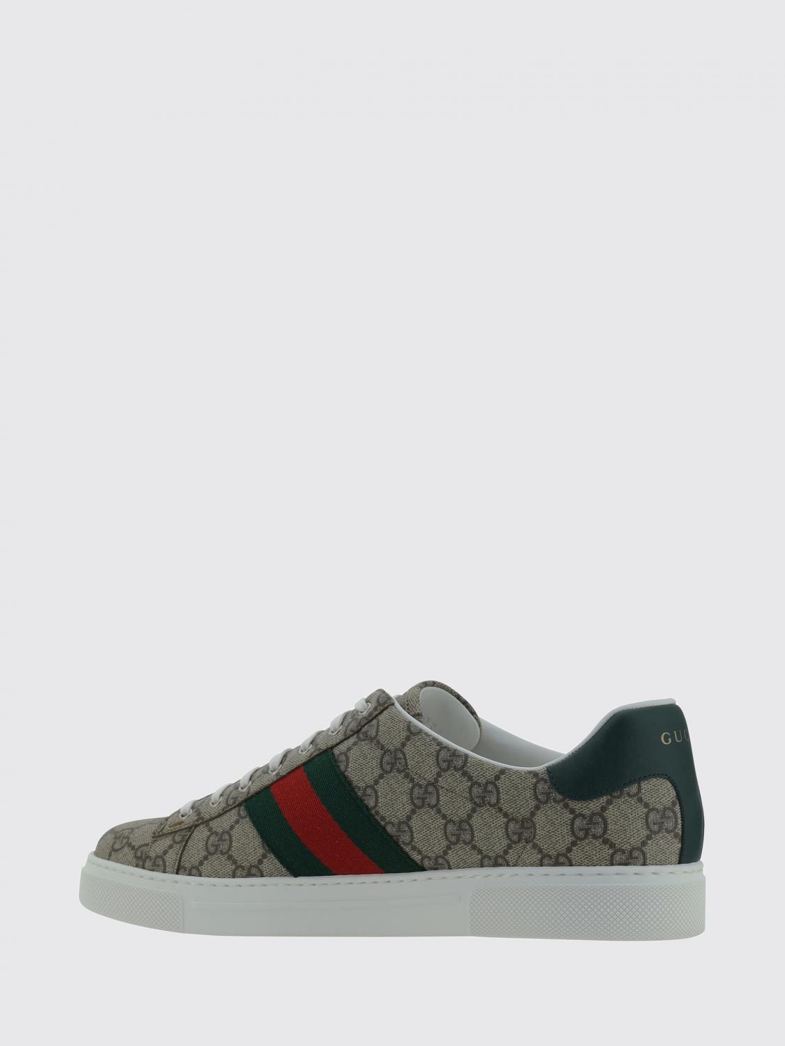 Gucci Men Gucci Ace Low-Top Sneakers In Gg Supreme Fabric With Monogram GUCCI