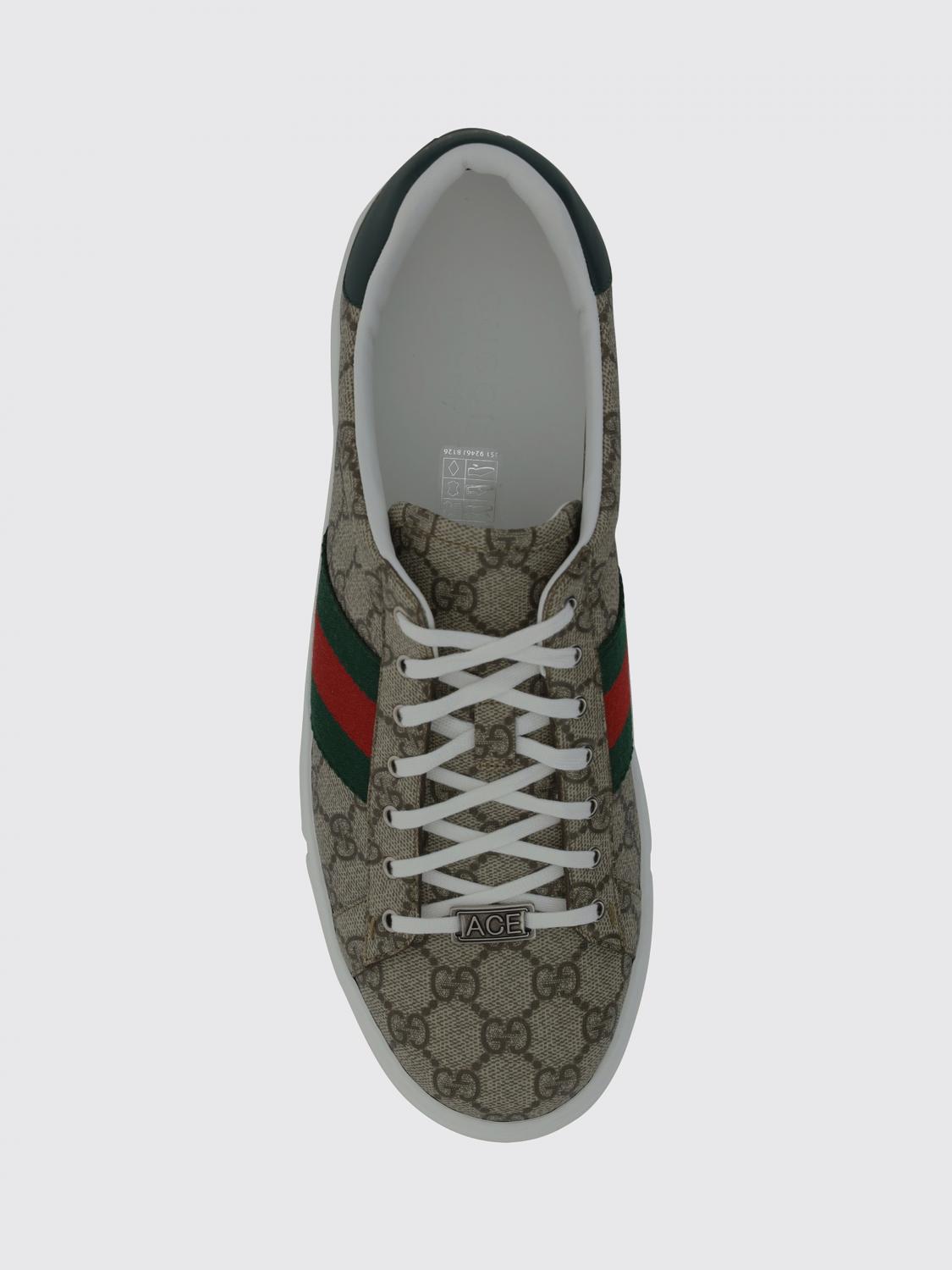 Gucci Men Gucci Ace Low-Top Sneakers In Gg Supreme Fabric With Monogram GUCCI