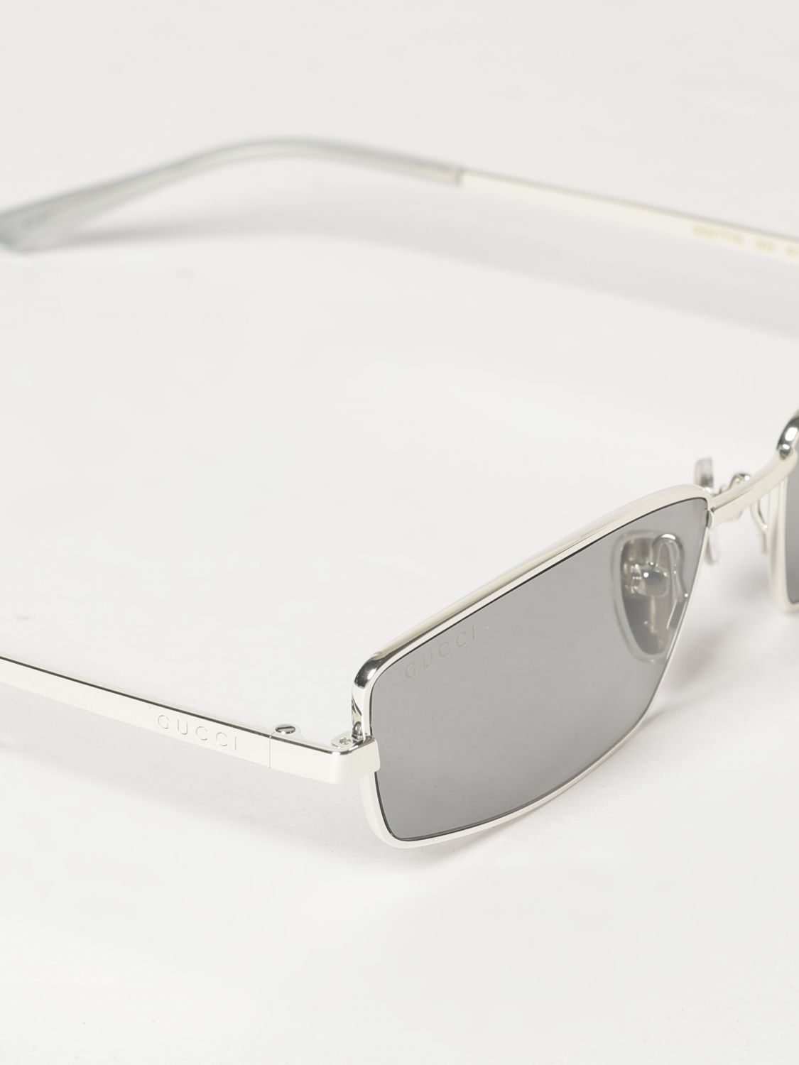 Gucci Women Gucci Engraved-Logo Rectangular Metal Sunglasses GUCCI