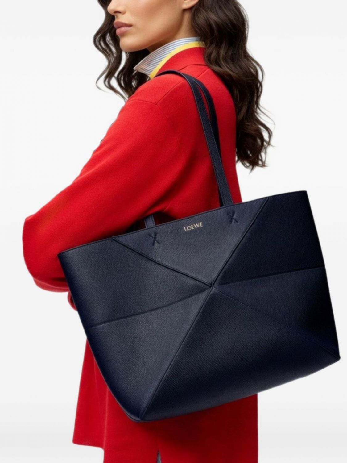 Loewe Women Loewe Puzzle Fold Medium Calfskin Leather Tote Bag With Double Handle LOEWE