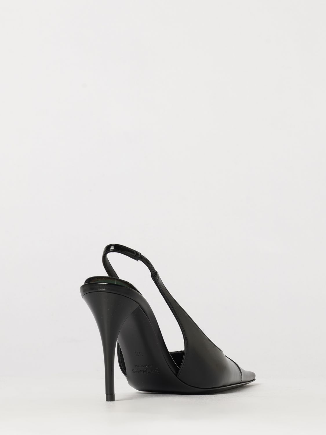 Saint Laurent Women Saint Laurent Babylone Breteuil Ysl Monogram Slingback Pumps In Leather SAINT LAURENT