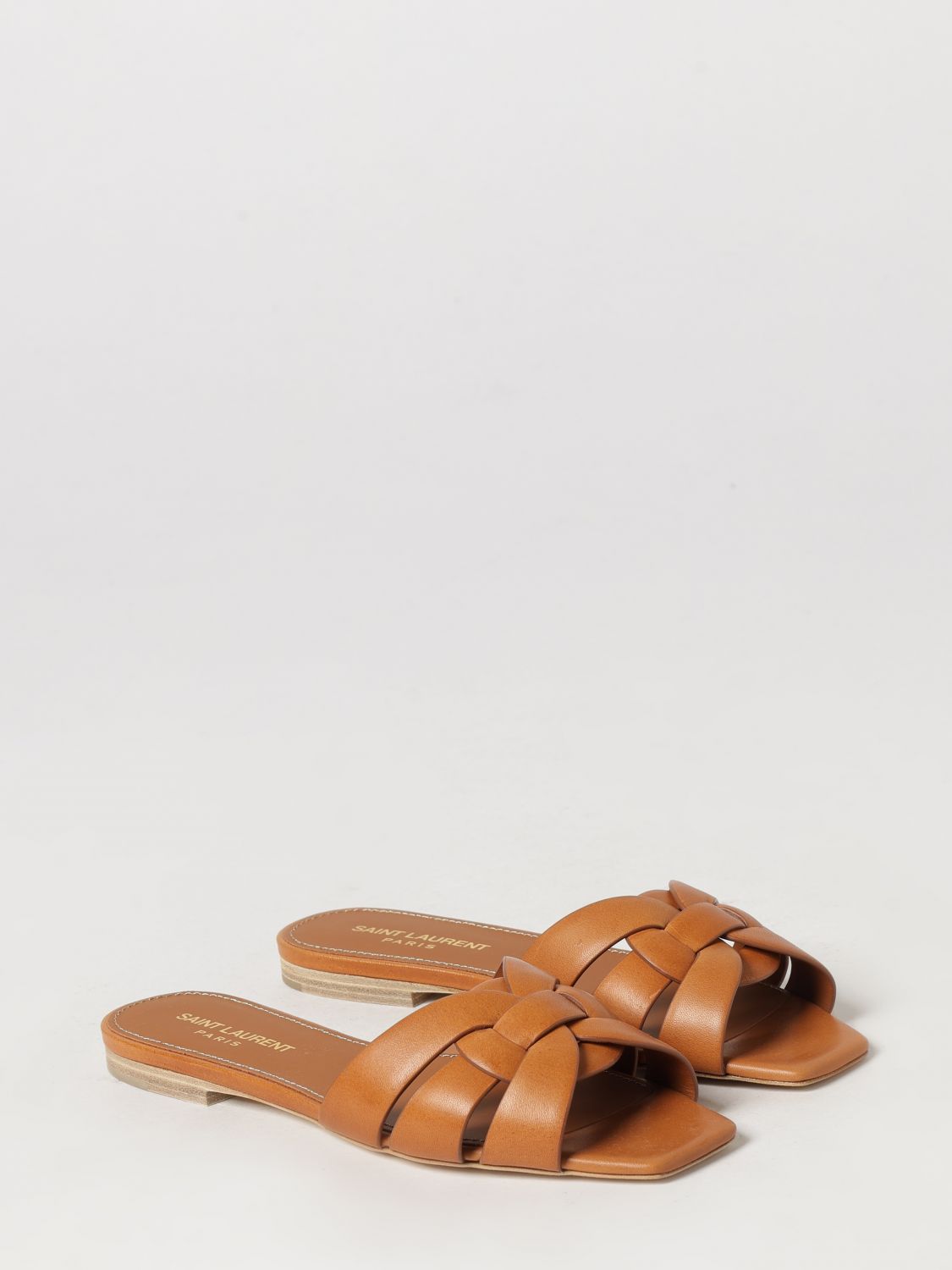 Saint Laurent Tribute Smooth Calf Leather Low-Heeled Mule Sandals SAINT LAURENT