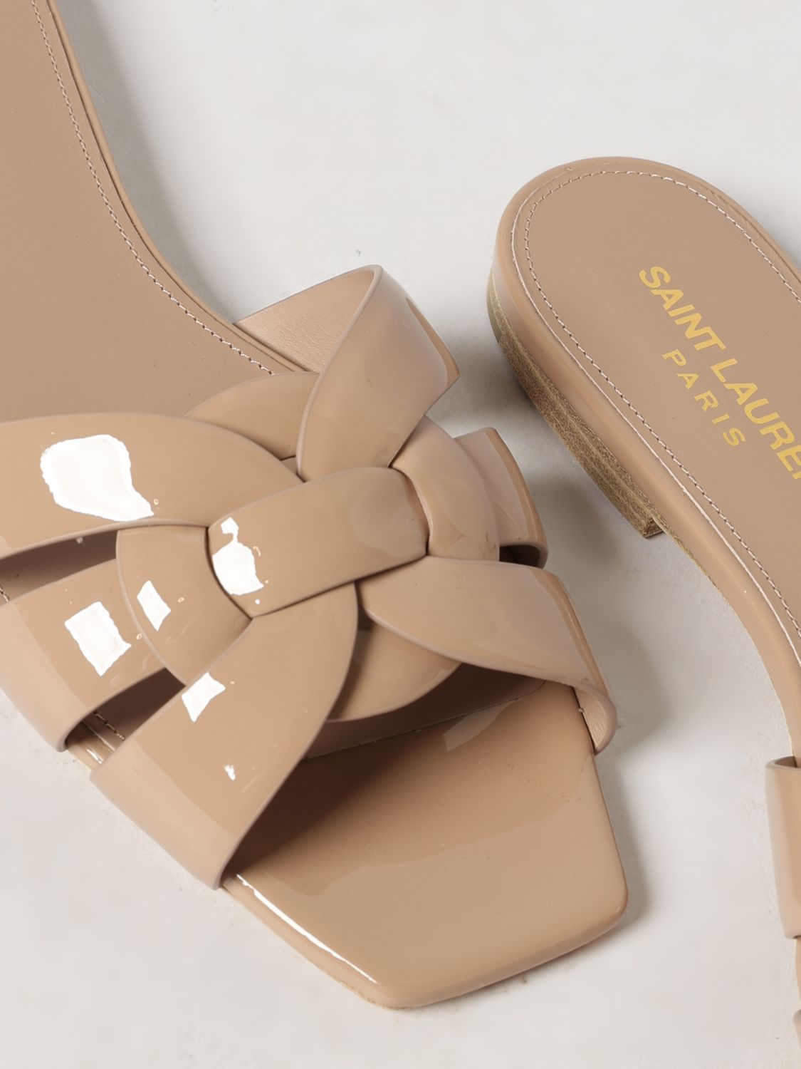 Saint Laurent Women Saint Laurent Nu Pieds 05 Tribute Mules In Patent Leather SAINT LAURENT