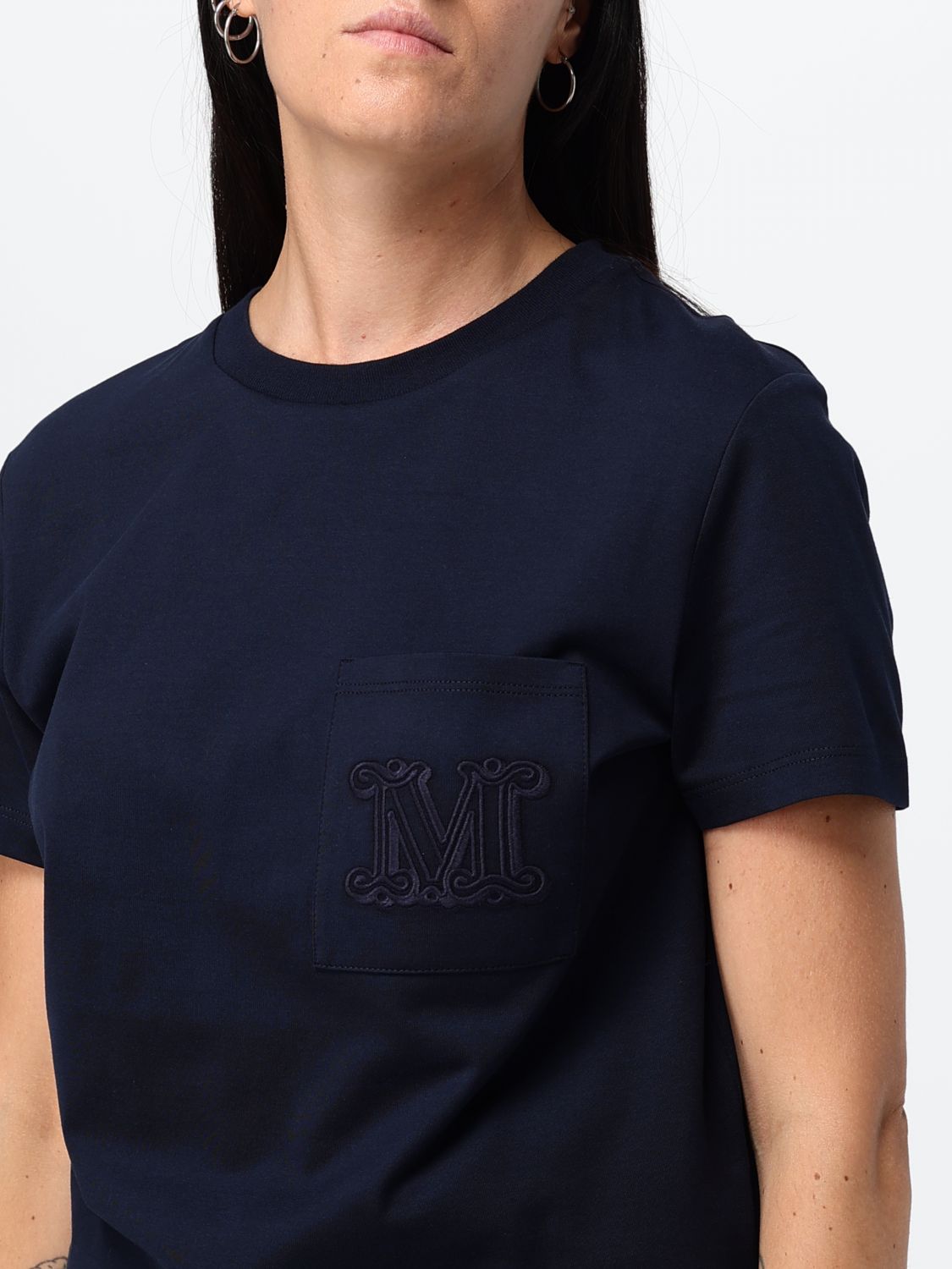Max Mara Women Max Mara Cotton T-Shirt With Monogram And Patch Pocket MAX MARA