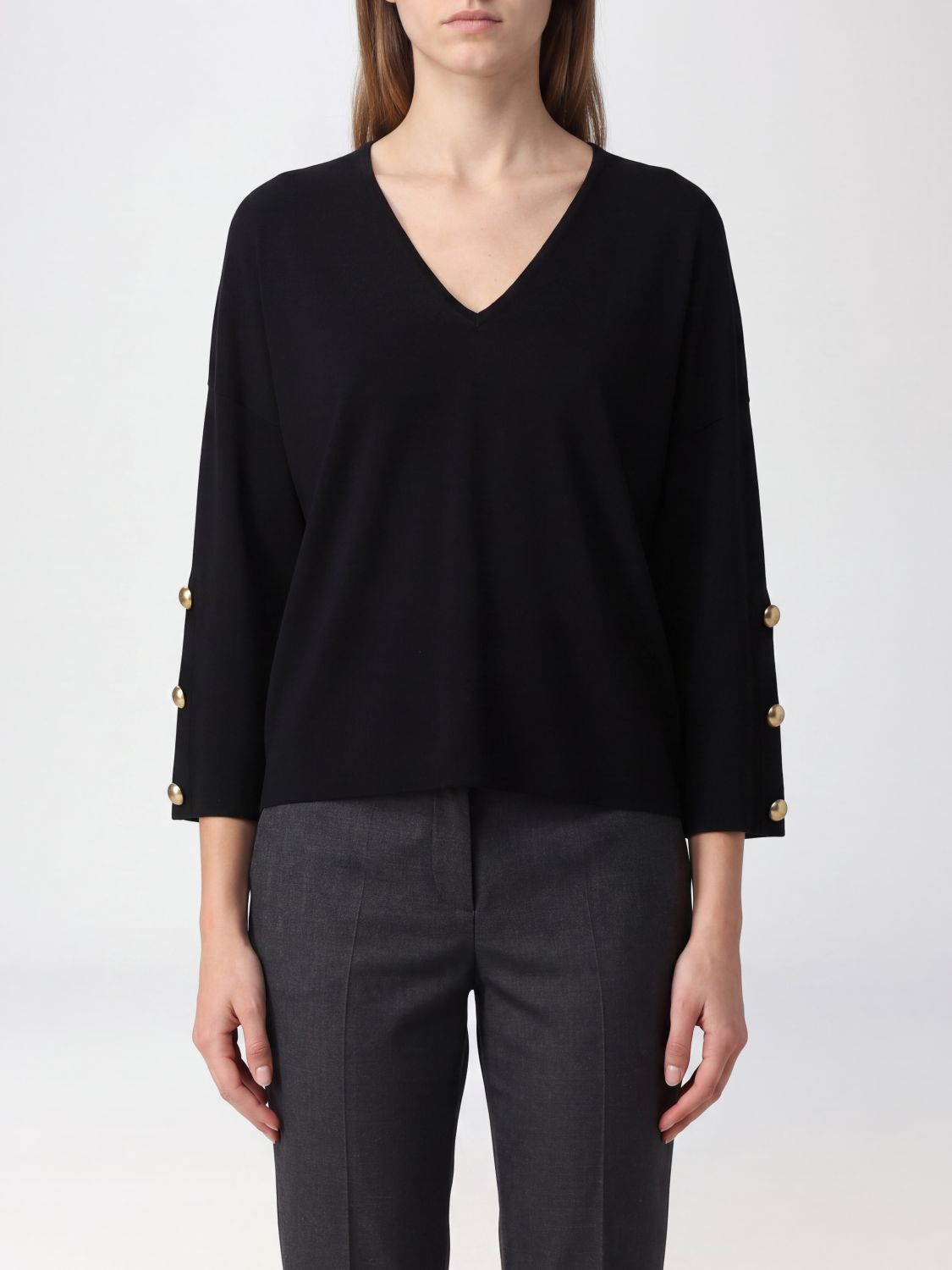 Max Mara Women Max Mara Cropped Long-Sleeved Blouse With V-Neck And Dropped Shoulders MAX MARA