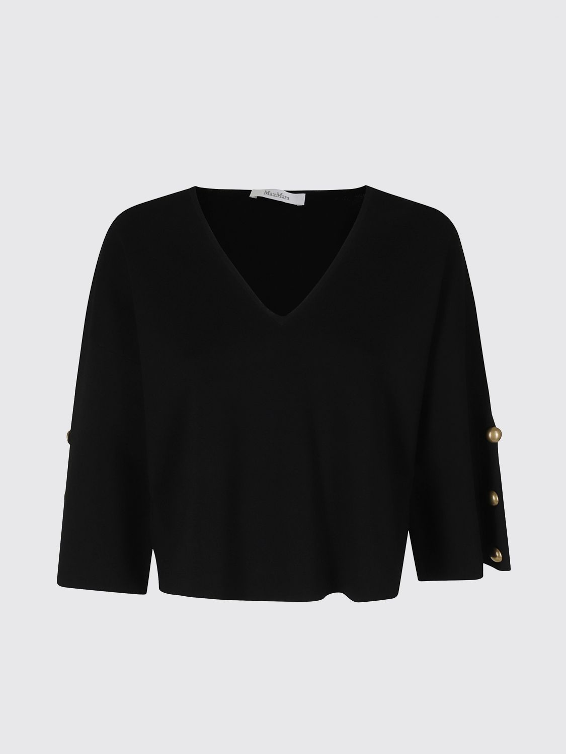 Max Mara Women Max Mara Cropped Long-Sleeved Blouse With V-Neck And Dropped Shoulders MAX MARA