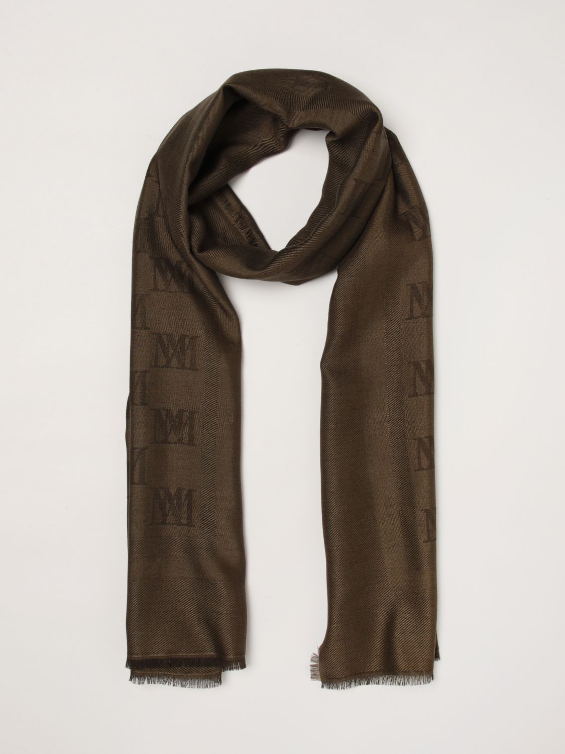 Max Mara Women Jacquard Monogram Wool And Silk Stole Max Mara With Fringes MAX MARA
