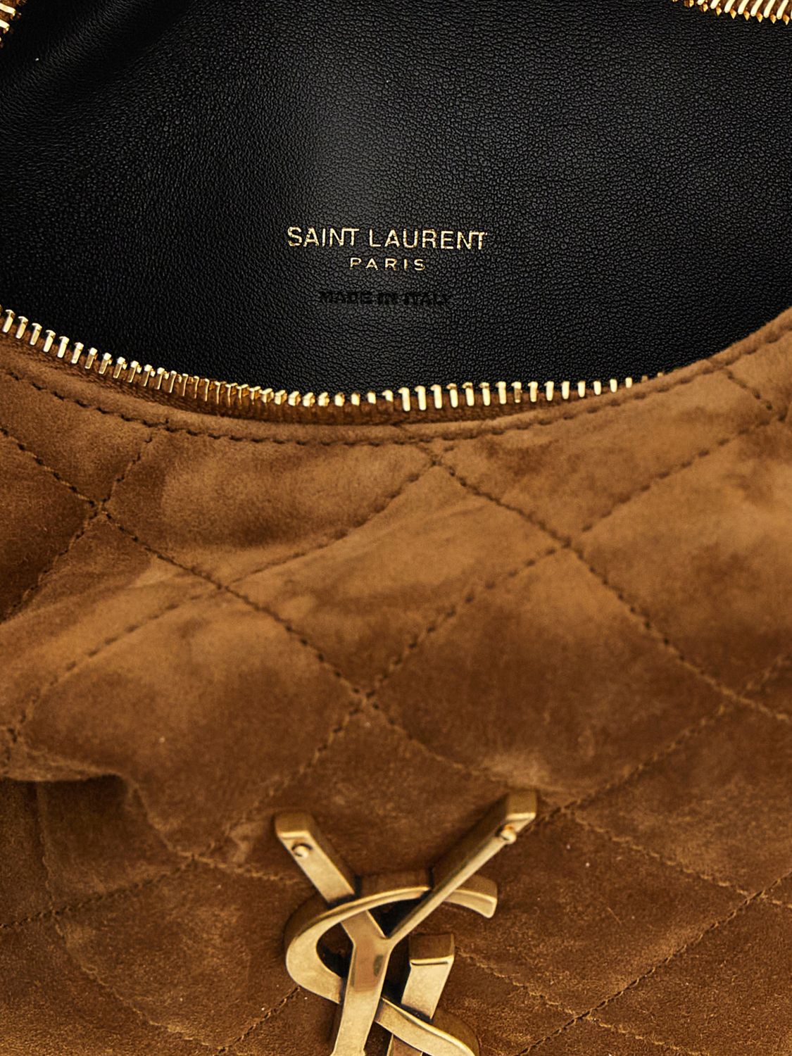 Saint Laurent Women Icarino Quilted Suede Handbag Saint Laurent With Ysl Logo SAINT LAURENT