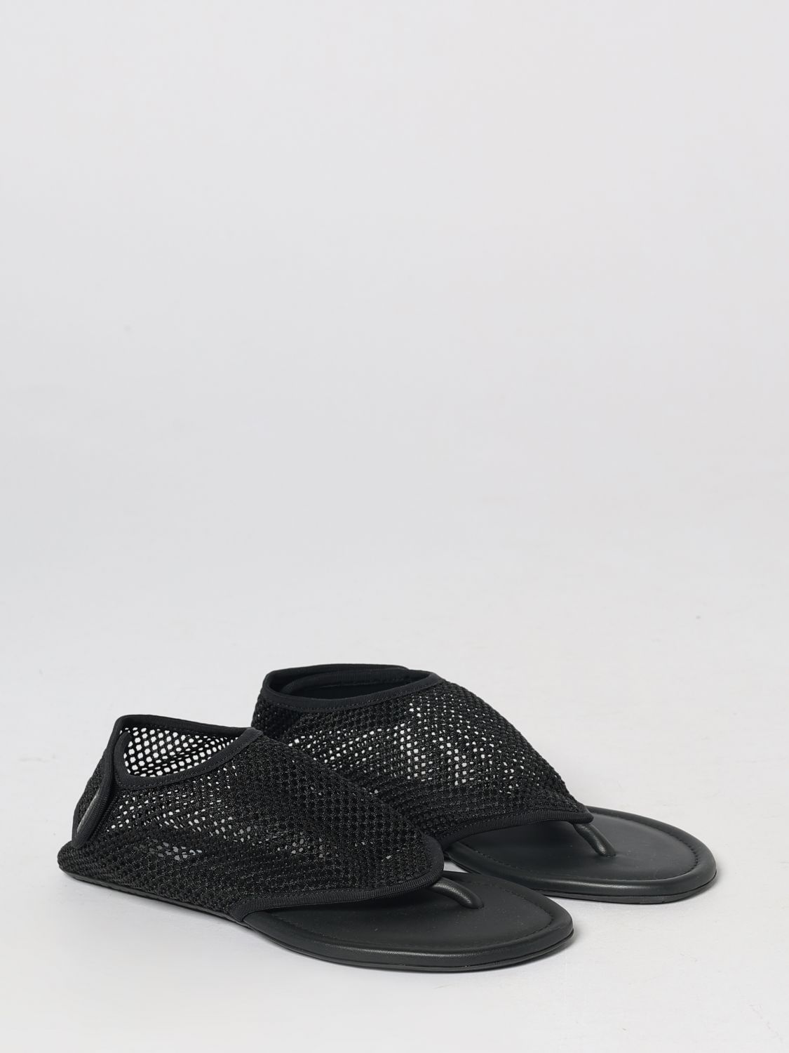 AlaiA Women Alaia Mesh Nylon Low-Heeled Sandals With Perforated Design And Hook-And-Loop Closure ALAIA