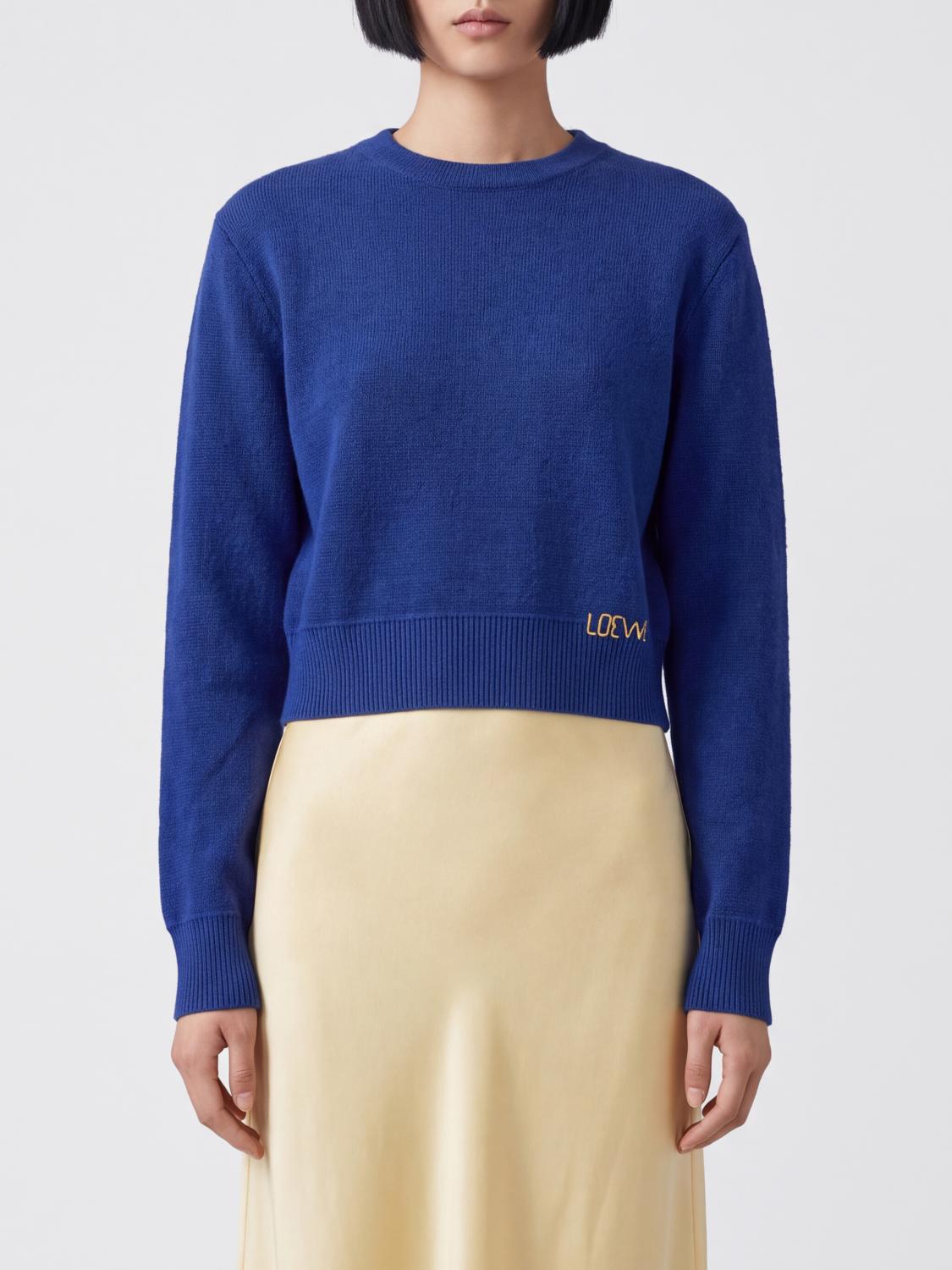 Loewe Women Loewe Long-Sleeved Wool Crewneck Jumper With Contrast Logo LOEWE
