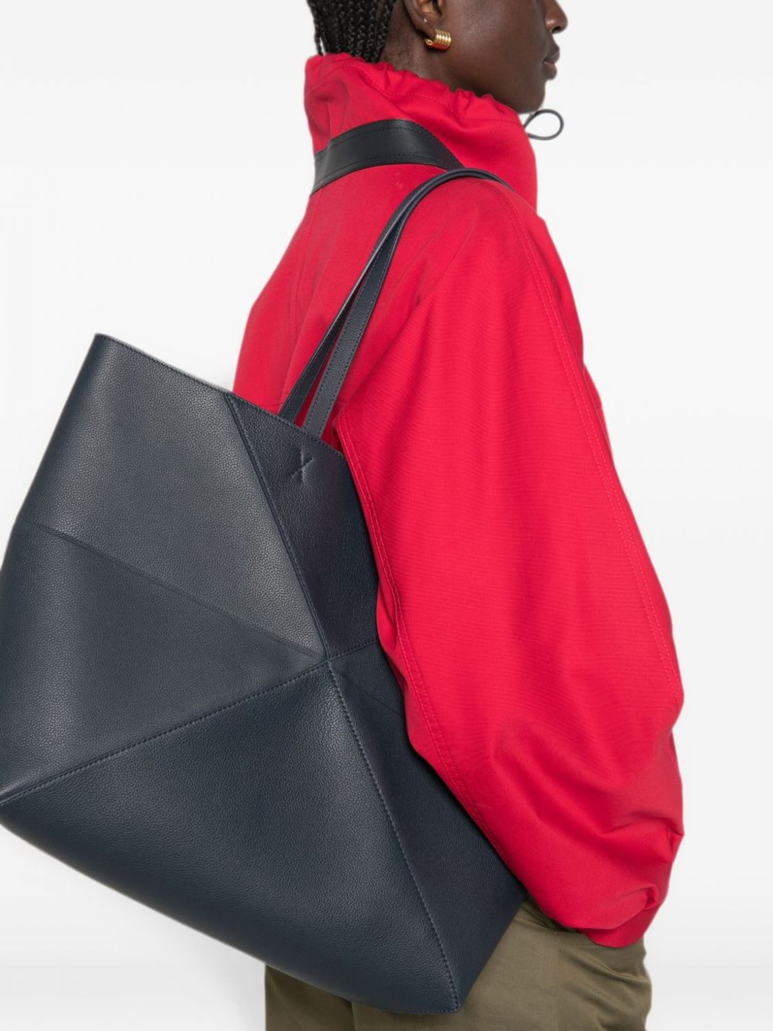 Loewe Women Loewe Large Puzzle Fold Calfskin Leather Tote Bag With Laminated Logo LOEWE