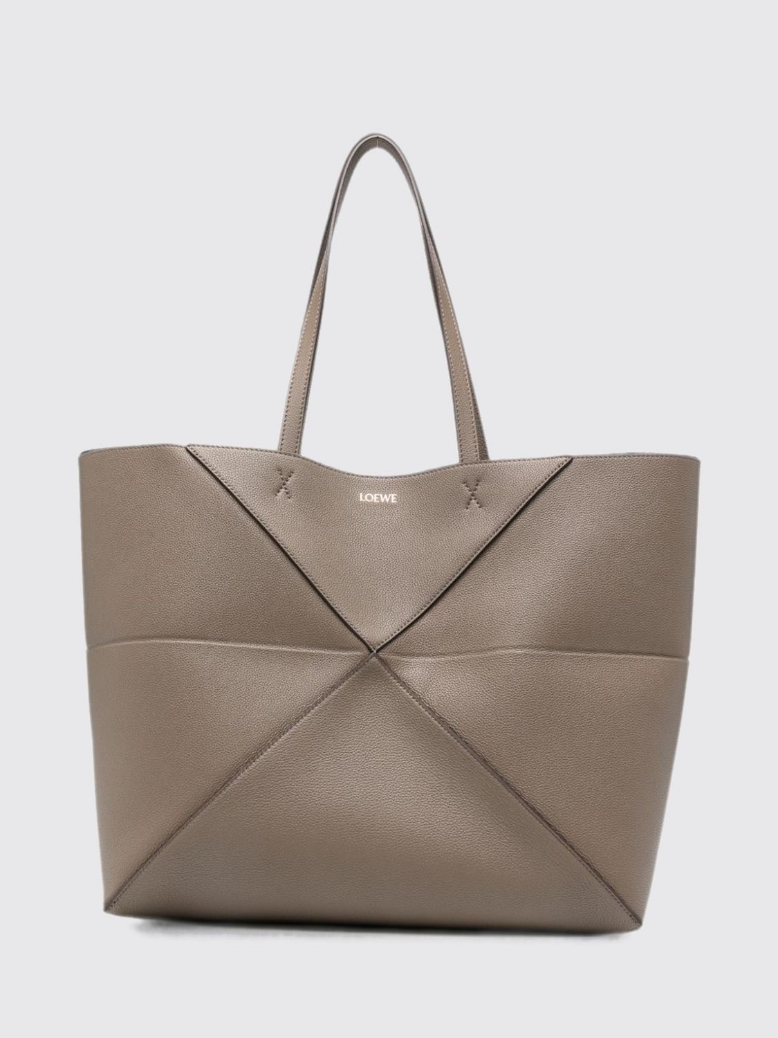 Loewe Women Loewe Large Puzzle Fold Calfskin Leather Tote Bag With Laminated Logo LOEWE