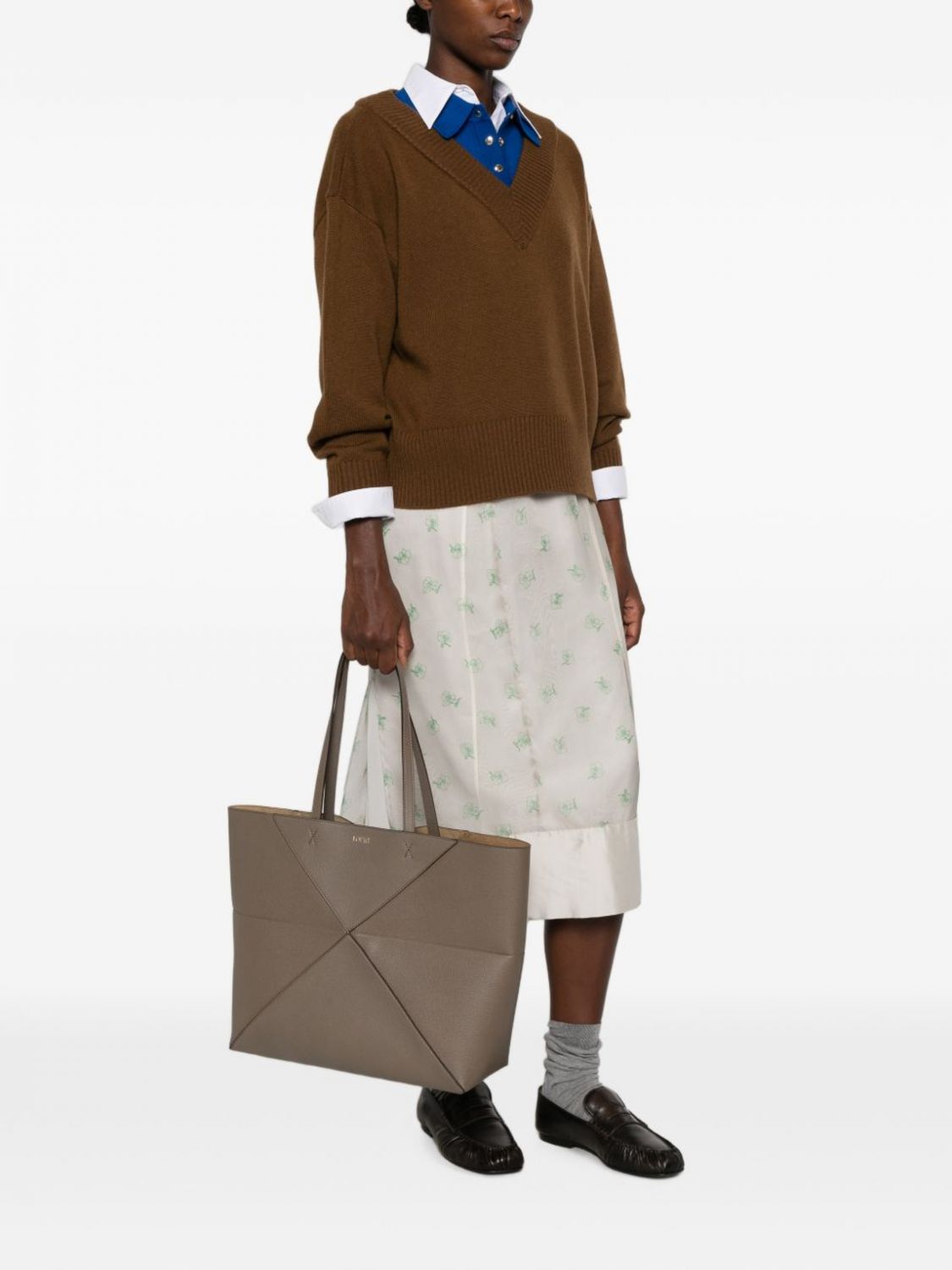 Loewe Women Loewe Large Puzzle Fold Calfskin Leather Tote Bag With Laminated Logo LOEWE