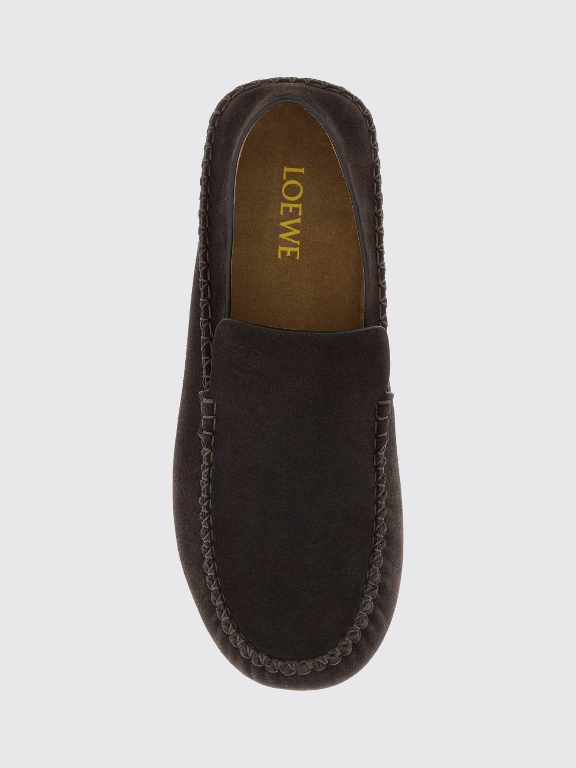 Loewe Men Loewe Rambla Suede Calfskin Driver Loafers With Rubber Sole LOEWE