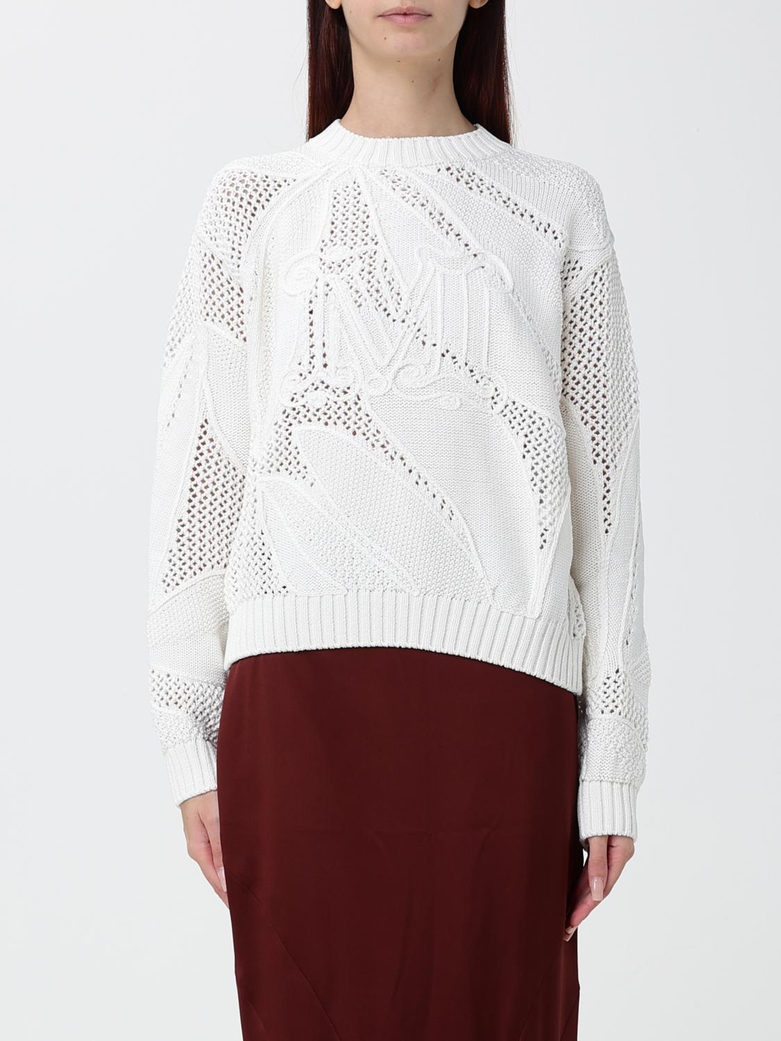 Max Mara Women Max Mara Openwork Cotton Crew-Neck Jumper With Embroidered Monogram MAX MARA