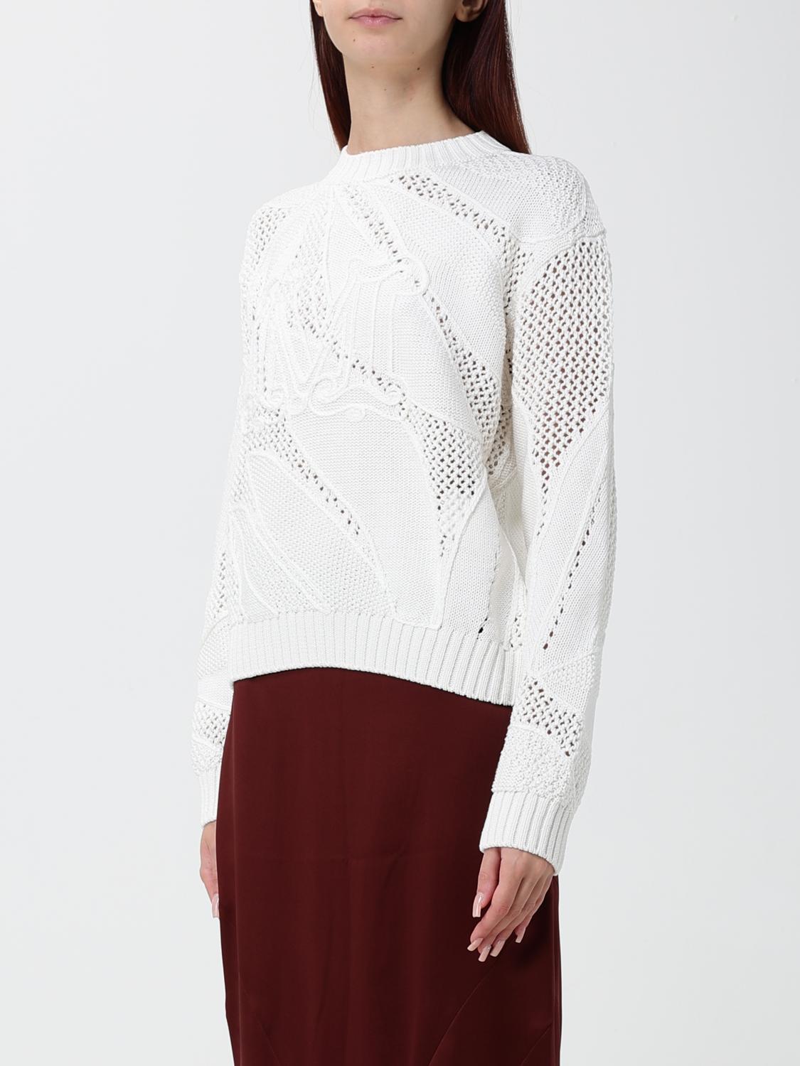 Max Mara Women Max Mara Openwork Cotton Crew-Neck Jumper With Embroidered Monogram MAX MARA