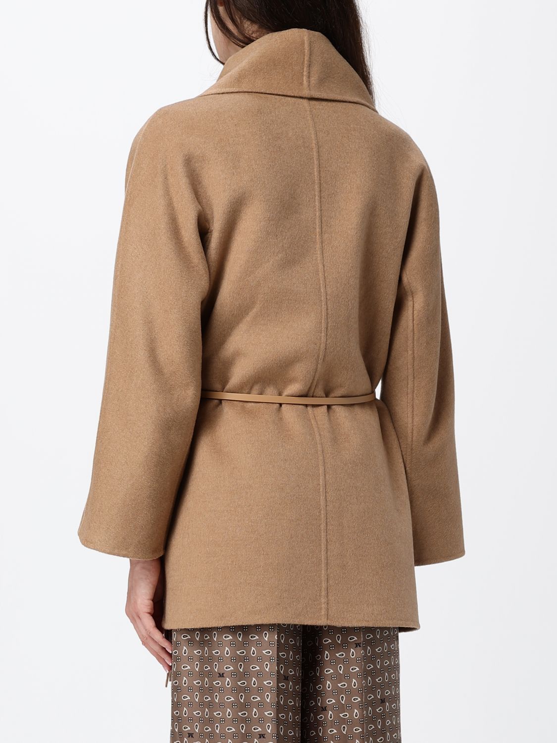 Max Mara Women Max Mara Short Pure Wool Cape With Shawl Collar And Fringes MAX MARA